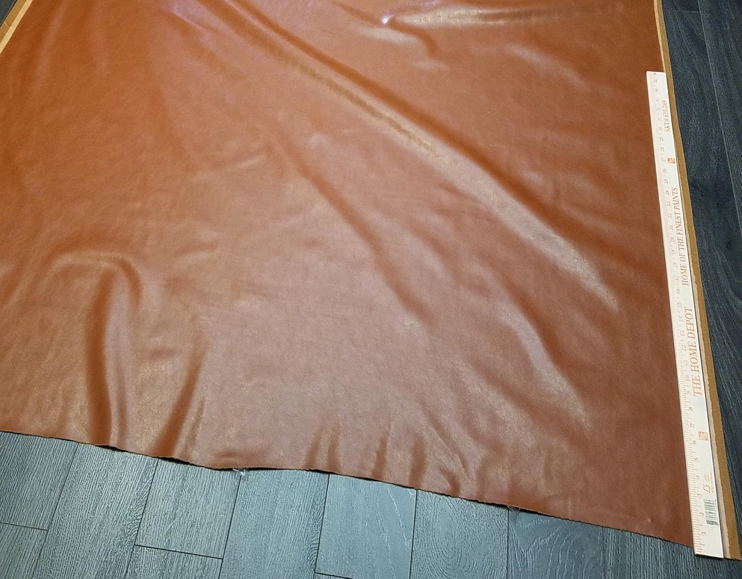 NAT Leathers | Tan Cognac Soft Faux Vegan Leather PU {Peta Approved Vegan} | 2 Yard (72 inch x 54 inch Wide) Cut by The Yard | Synthetic Pleather 0.9mm Nappa Smooth Upholstery | 72"x54"