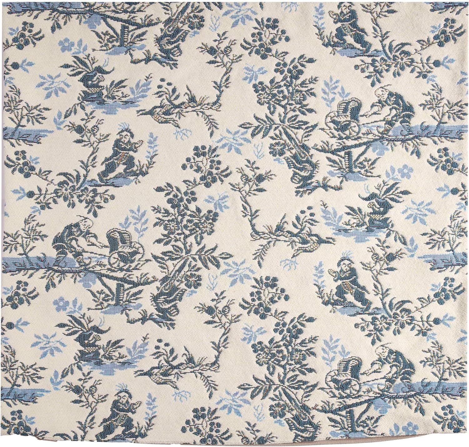 The Chinese On A Wheelbarrow Blue French Tapestry Cushion - 19 in. x 19 in. Cotton by Charlotte Home Furnishings