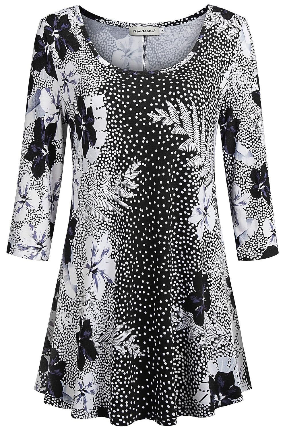 Nandashe Womens 3/4 Sleeves Floral Tunic Shirts Summer Casual Dressy Blouse Tops - Review, Price and Buying Guide