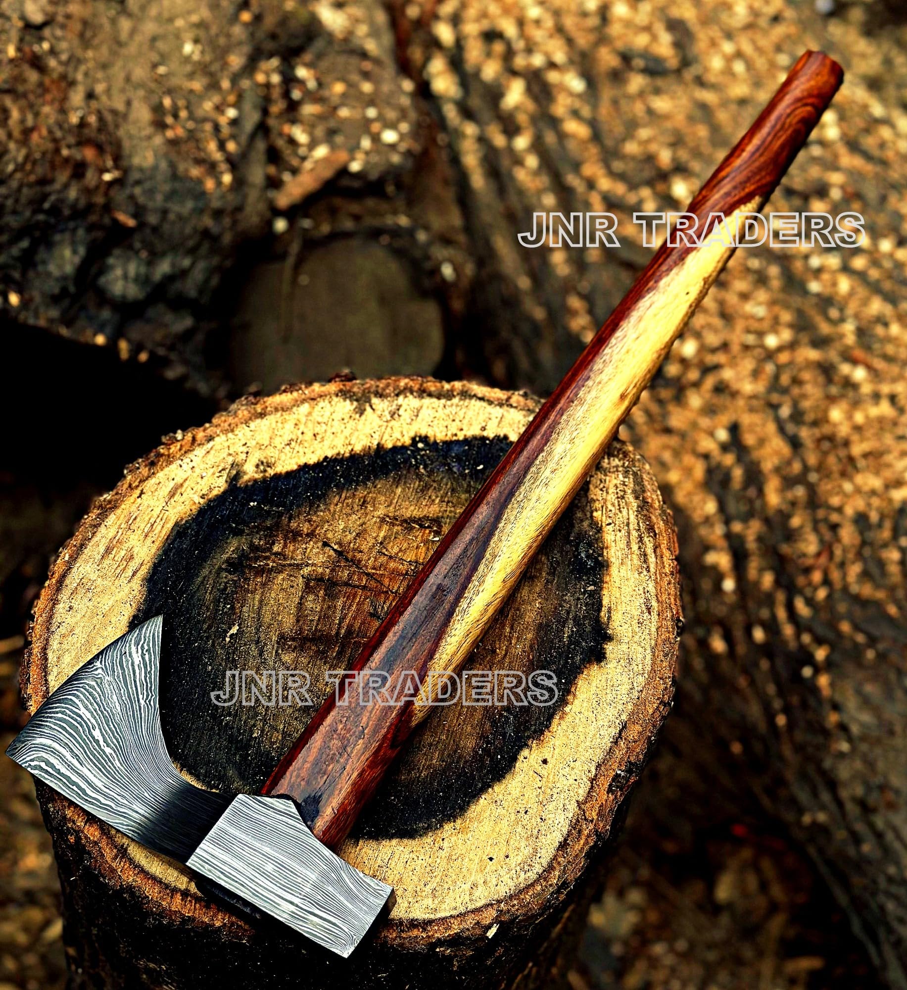 Damascus Steel Tomahawk Axe, Throwing Axe, Viking Hatchet, Camping Hatchet Axe for Wood Chopping Splitting Cutting Gardening with Leather Sheath 3746