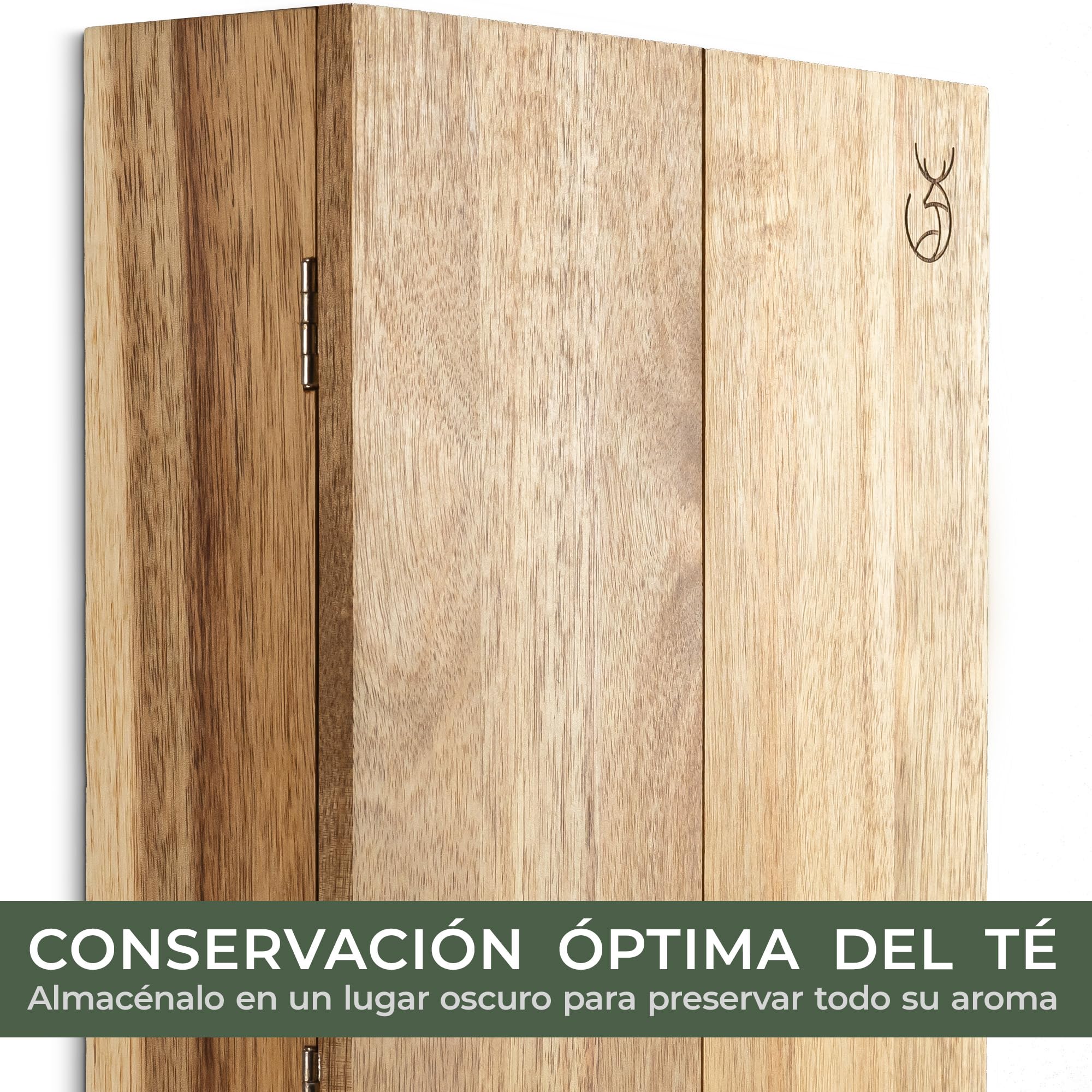 WALDWERK Caja té diseño (9 Compartimentos) de Robusta Madera de Acacia - Organizador de infusiones sin plástico - Caja te Grande con Accesorios para Montaje en Pared