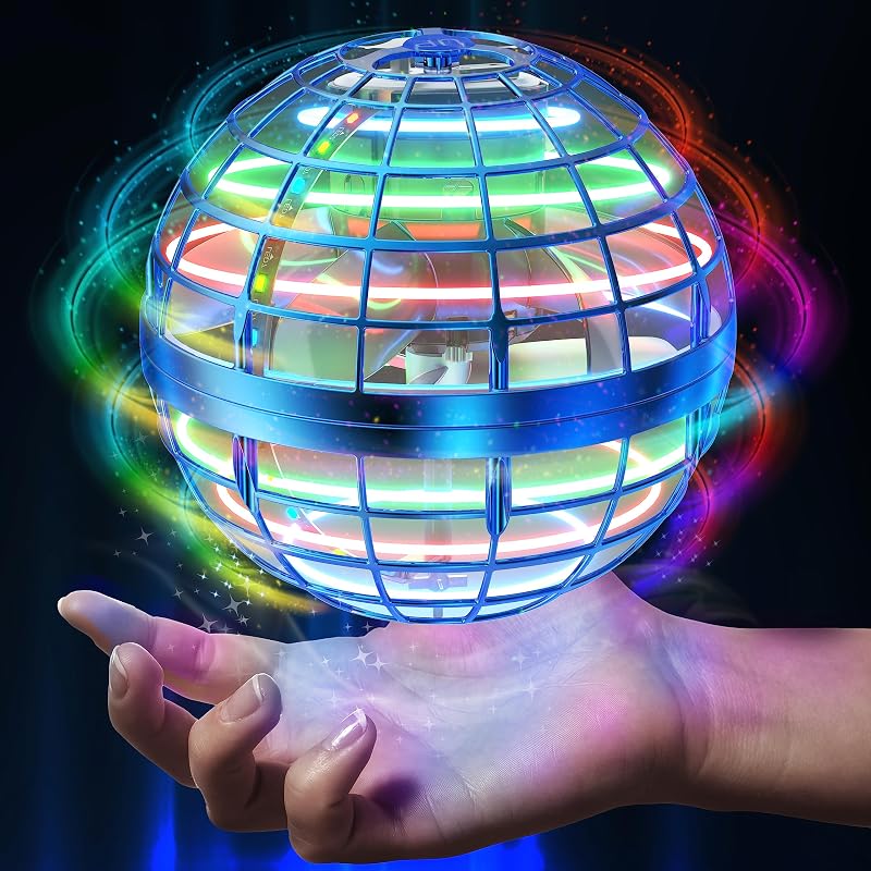 AMERFIST Juguete de bola de orbe voladora, globo cósmico Boomerang Hover Ball Galáctico Fidget Spinner, órbita de dron de mano, juguetes geniales regalo para niños de 6 7 8 9 10 años de edad, niñas y adolescentes juguetes al aire libre (azul)