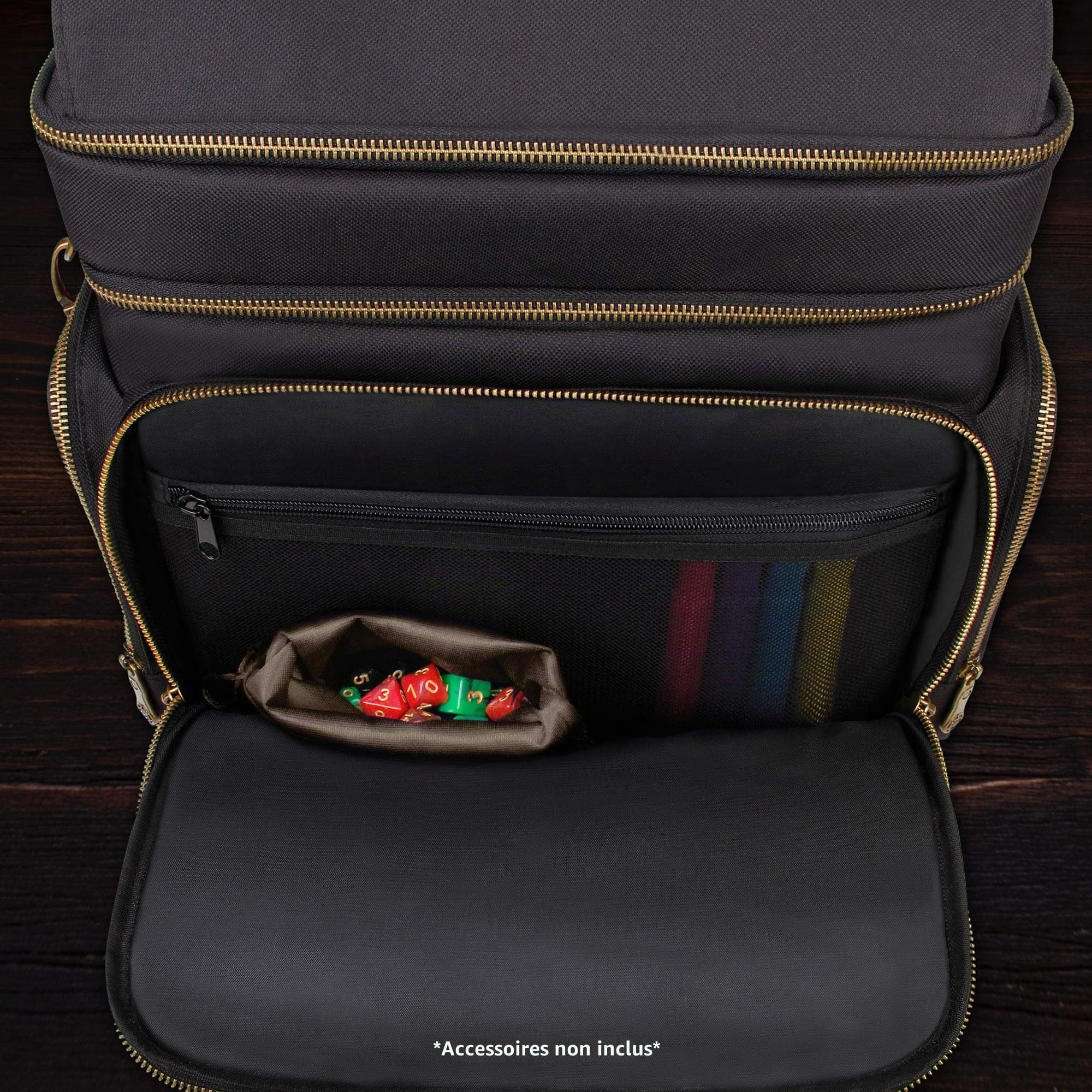 Enhance Sac de Voyage RPG Jeux de Table avec Donjons et Dragons et Figurines, Sacoche de Transport Rembourrée à Multiples Rangements avec Compartiment pour Livres (4 à 8) et Poche pour Dés et Jetons