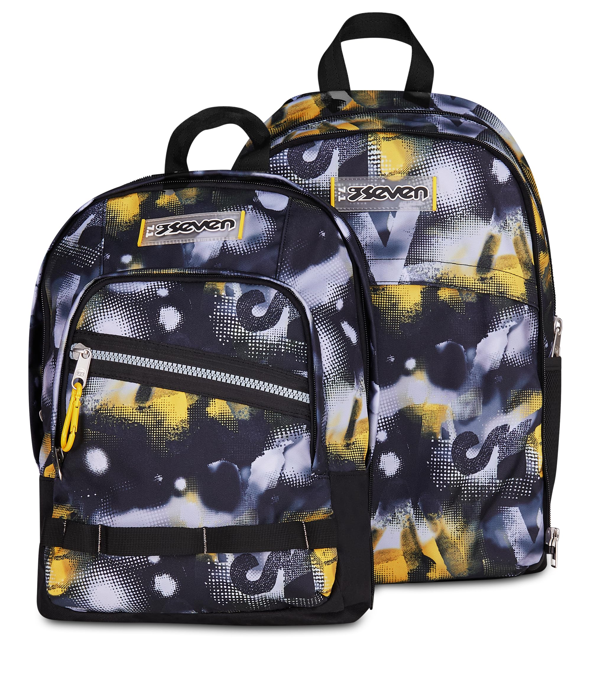 Seven Zaino Scuola Dual Detach GOLDEN PAINT, Grigio, 32 L, Doppio Scomparto, Tasche multifunzione, Zaino Staccabile, Tasca con organizer, Scomparto porta pc, Scuola media e superiore, Bambino, Ragazzo