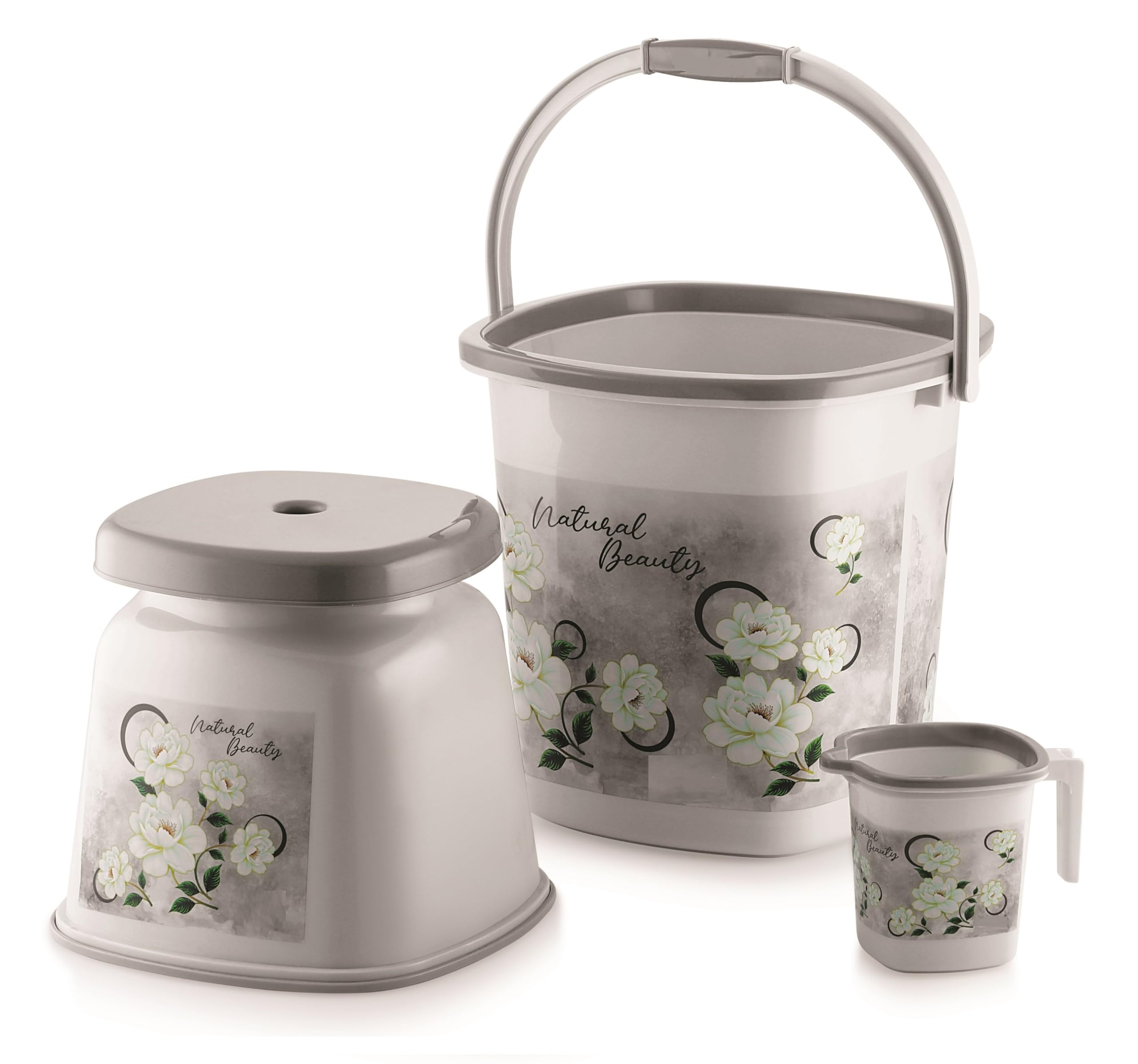 Liza Small 3pc Bathroom Accessories Set Plastic Bath Set Bathroom Bucket 20Ltr, Mug and Stool Combo Set for Home, Kitchen & Bathroom (Grey) (B0DDJCWNV4) Amazon Price History, Amazon Price Tracker