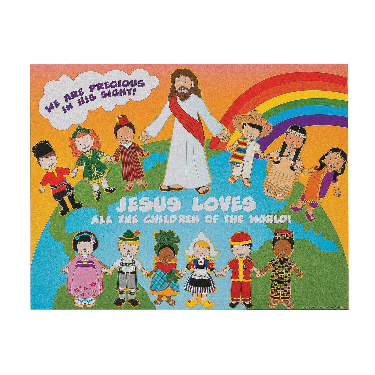 Fun Express Jesus and The Children Stickers - Religious Stationery for Kids Inspirational Miscellaneous - Stickers for Crafting Classroom Activities Bible Lessons & Faith-Based Projects - 24 Pieces