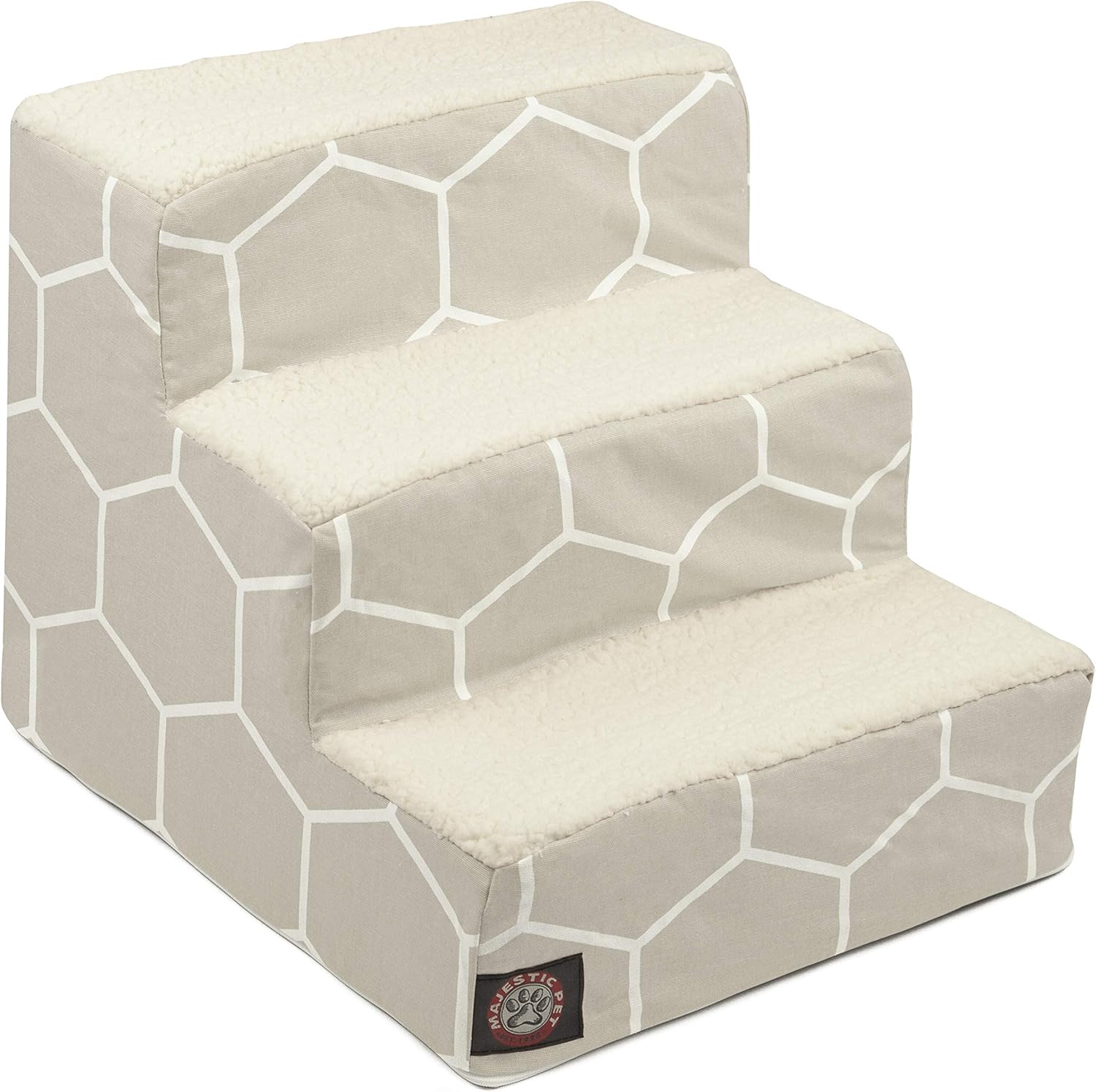 Majestic Pet Gray Hexo Shapes Portable Foam 3 Step Pet Stairs | Steps for Dogs & Cats | Dog & Cat Ramp | Perfect for Bed & Sofa | Indoor Only | Max Weight: Up to 25 lbs. 3 Step Hexo Shapes Gray
