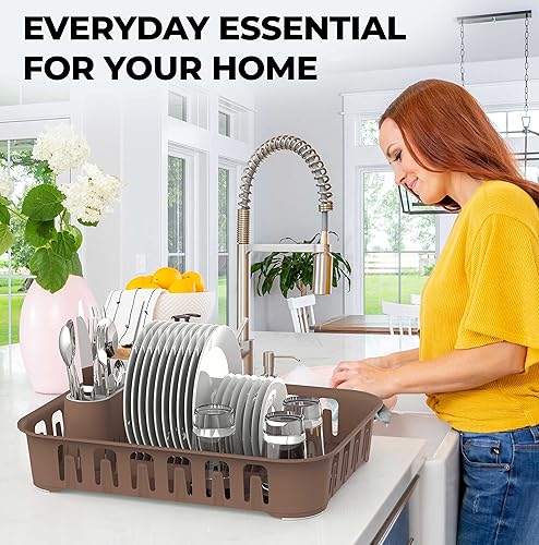 Miniatura 7 de Mueller - Escurridor de platos para encimera de cocina, escurridor de platos de fabricación europea con soporte para utensilios, estante de