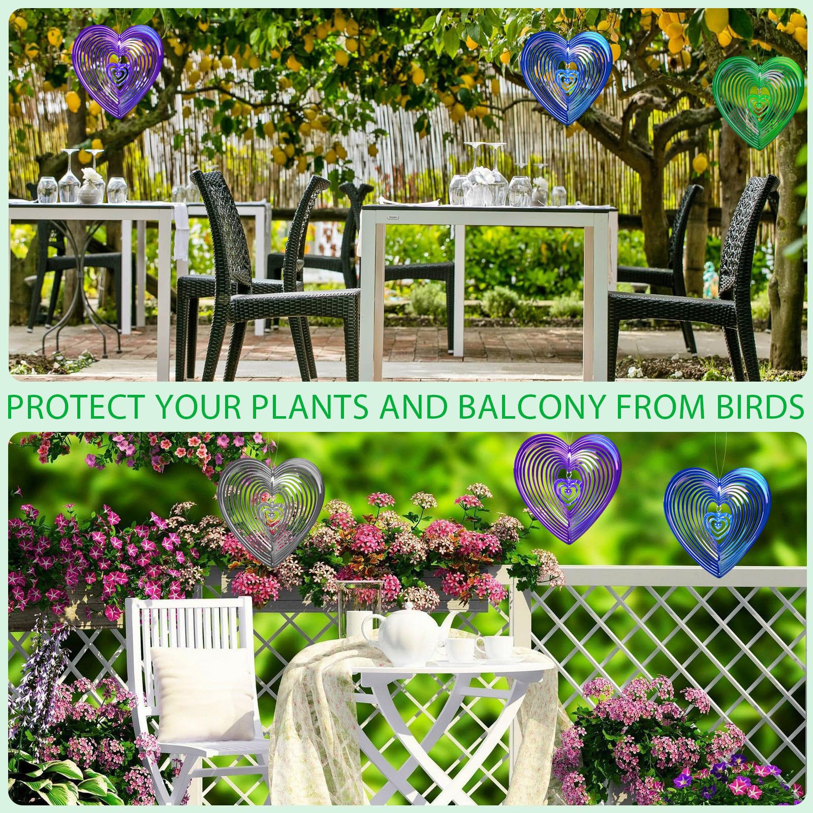Lot De 6 Répulsifs à Oiseaux En Spirale Réfléchissante Argentée - 30 Cm - Pour Jardin, Balcon Et Protection Des Cultures