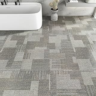 HotDecor Grey Peel and Stick Floor Tile Bathroom Flooring Tiles 30PCS Peel and Stick Floor Tiles Removable Floor Stickers Peel and Stick Waterproof Linoleum Flooring Sticky Tiles for Floor 12x12 in