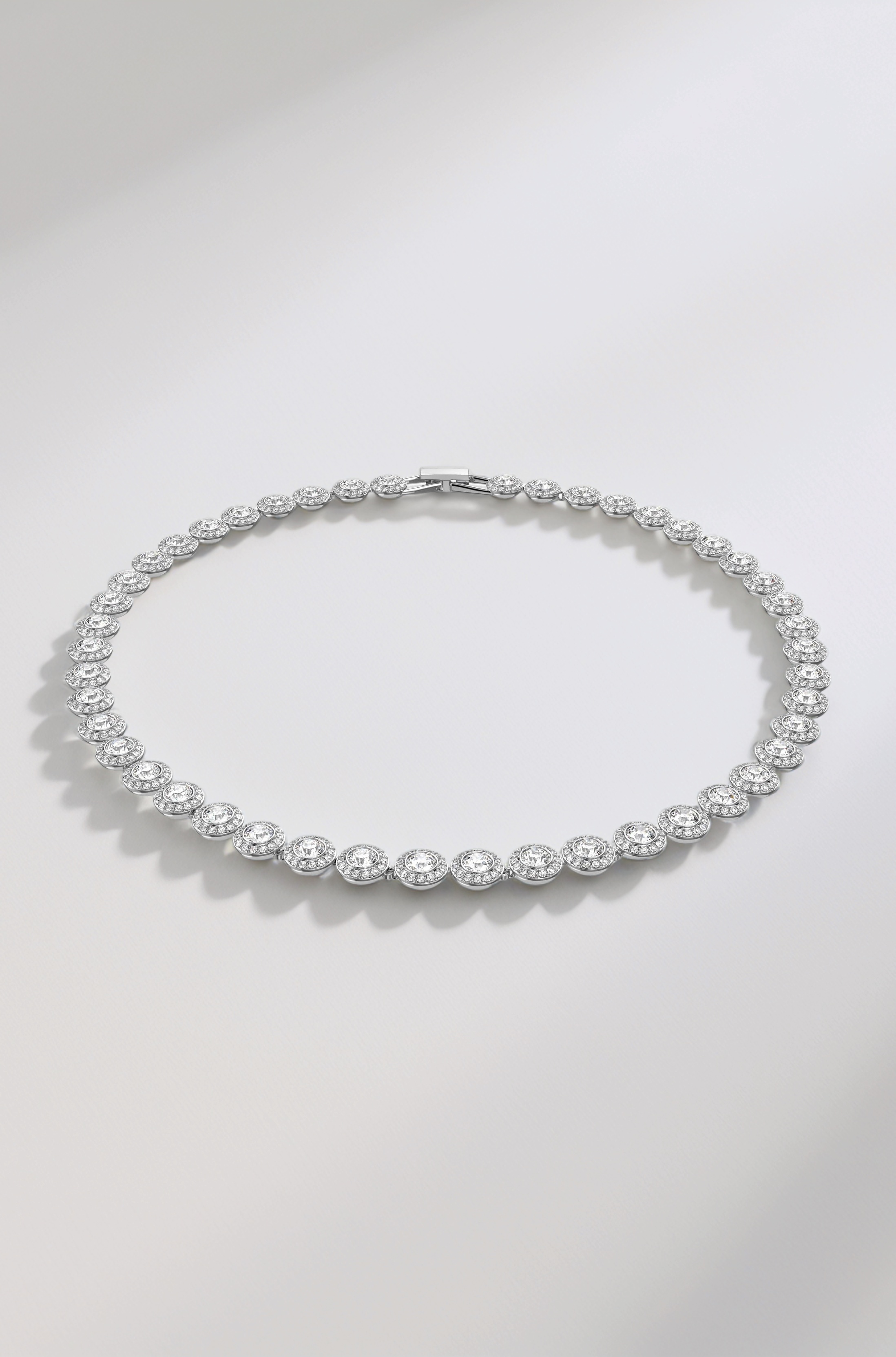 Una Angelic necklace, Round cut, White, Rhodium plated