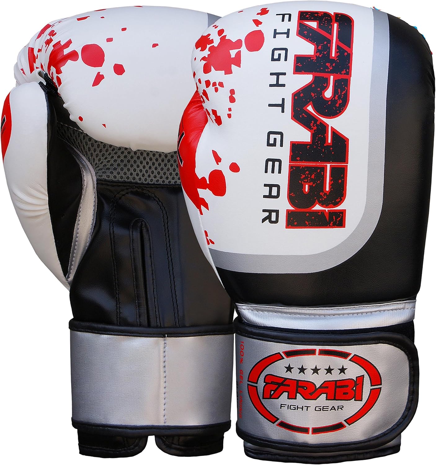 Boxing Gloves Sparring Gloves MMA Punching Bag Training Mitts with Gel Protection by Farabi (White, 16Oz)