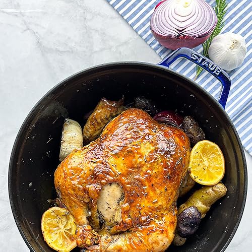 Miniatura 5 de Staub - Cocotte redonda de hierro fundido, 5.5 cuartos de galón, color azul oscuro, fabricado en Francia