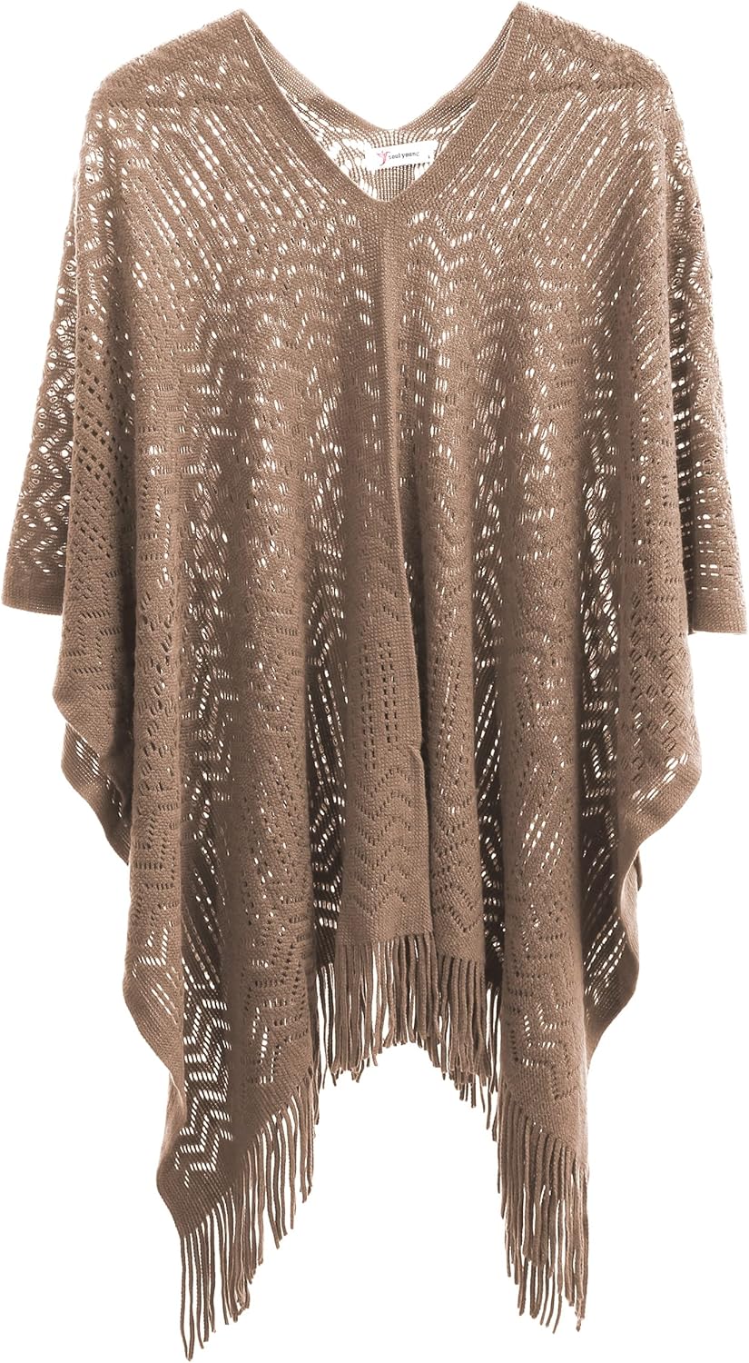 Soul Young Knitted Poncho Sweater for Women Ladies Pullover Wraps Cozy Topper shawl Cape - Image 3