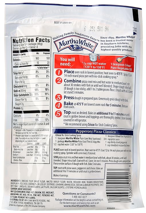 Martha White Thin And Crispy Pizza Crust Mix, 6.5 oz