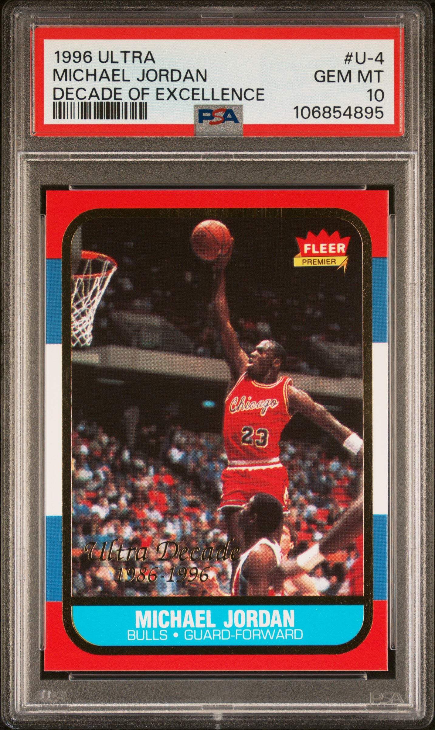 Amazon.com: Graded 1996 Fleer Ultra Michael Jordan #U4 Decade Of 