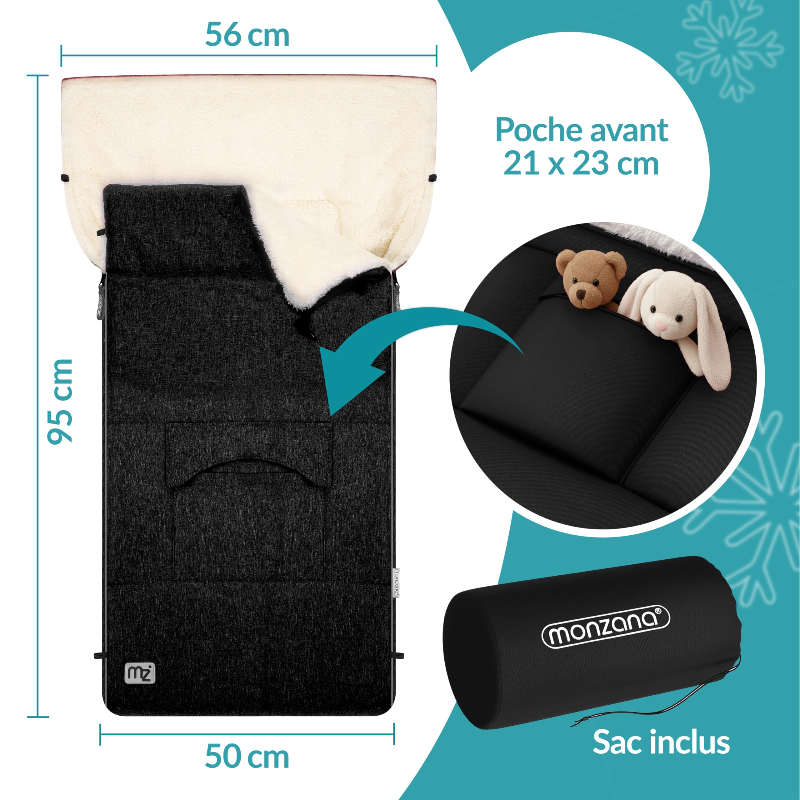 MONZANA® Réducteur de lit bébé Chancelière universelle pour poussette landeau ou siege auto Couverture bebe nid d'ange