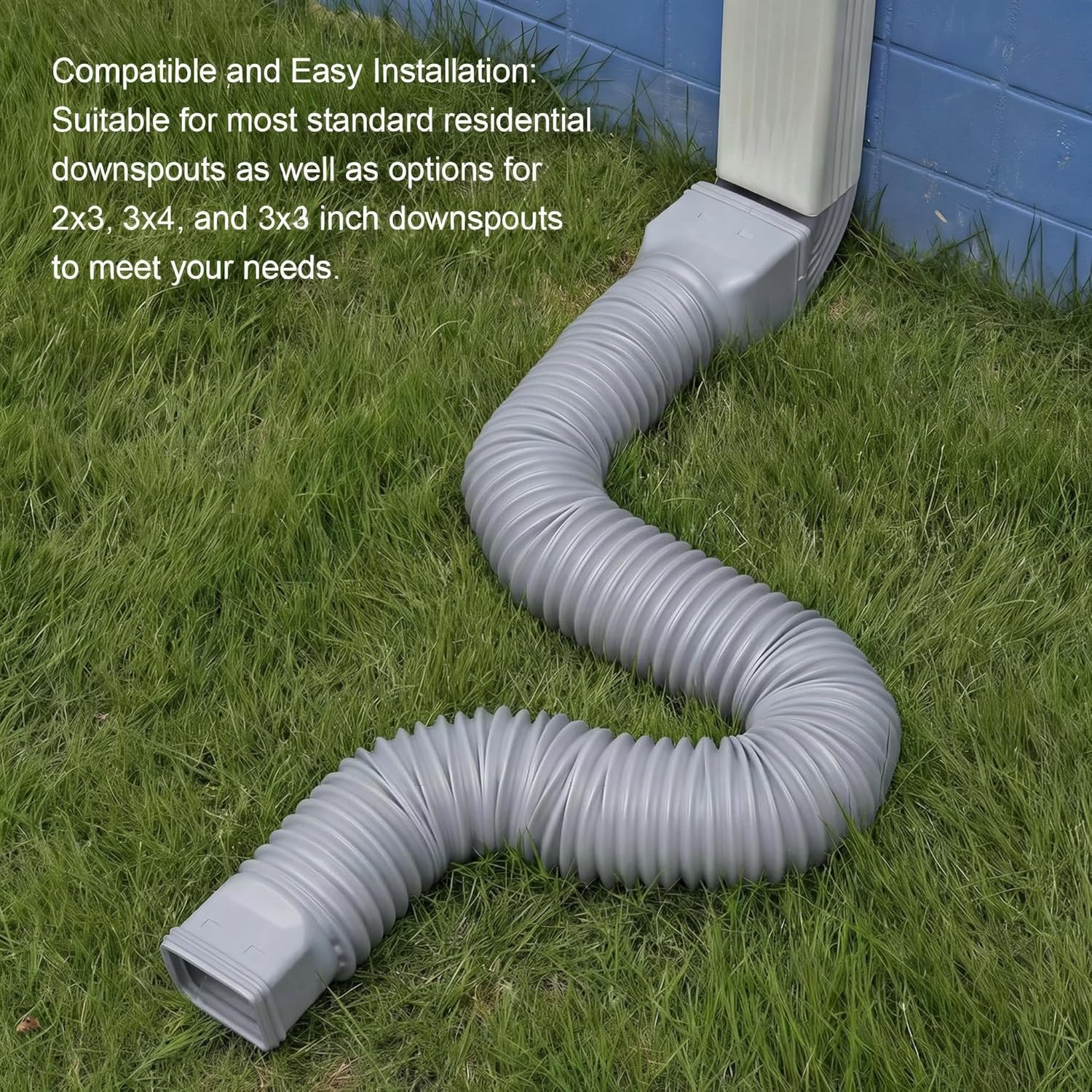 Rain Gutter Downspout Extensions Flexible, Drain Downspout Extender,Down Spout Drain Extender, Gutter Connector Rainwater Drainage,Extendable from 21 to 68 Inches (4Pack, Gray)