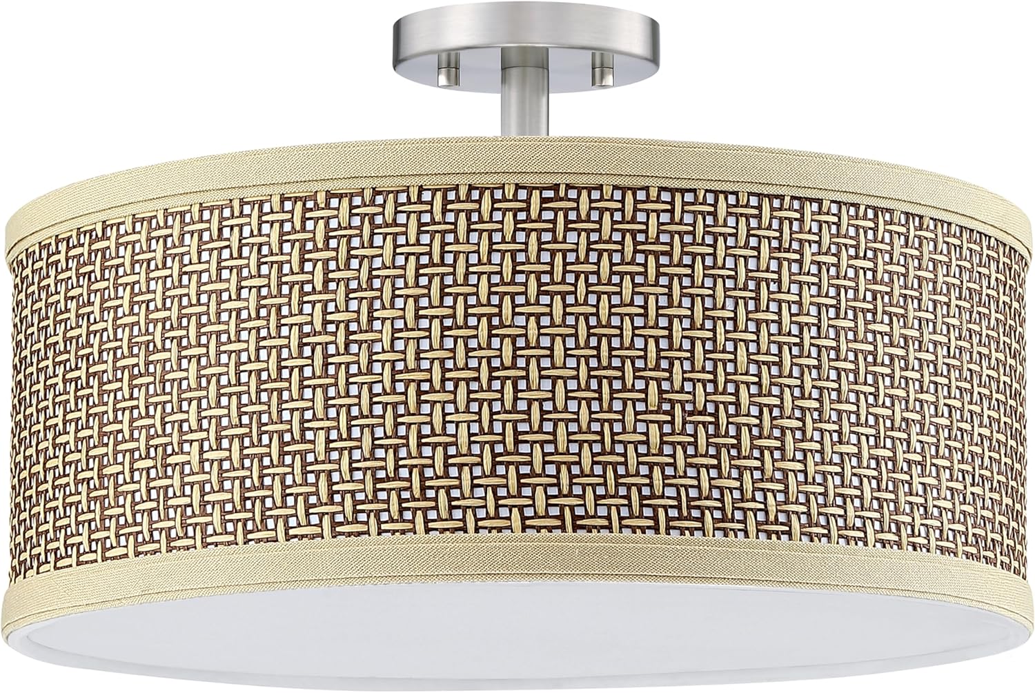 Linen Fabric Semi Flush Mount Ceiling Light PS Diffuser,Chandeliers Shade for Bar, Dining Room, Corridor,Living Room Hallway (Brushed Nickel Finish, 20 Inch) 20 Inch Brushed Nickel