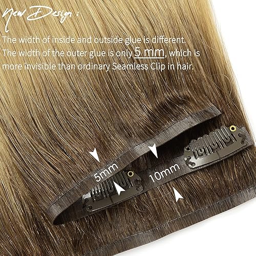 Vista 452 de Lacer Extensiones de cabello humano con clip, de doble trama, cabello brasileño de cabeza completa, color negro azabache, extensiones de cabello