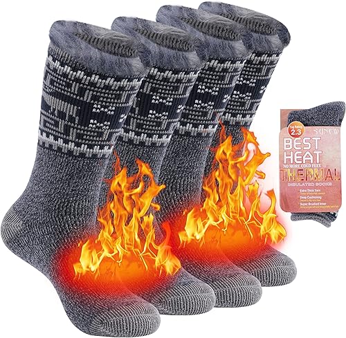 Sunew Calcetines térmicos cálidos, calcetines unisex gruesos con aislamiento térmico térmico para invierno