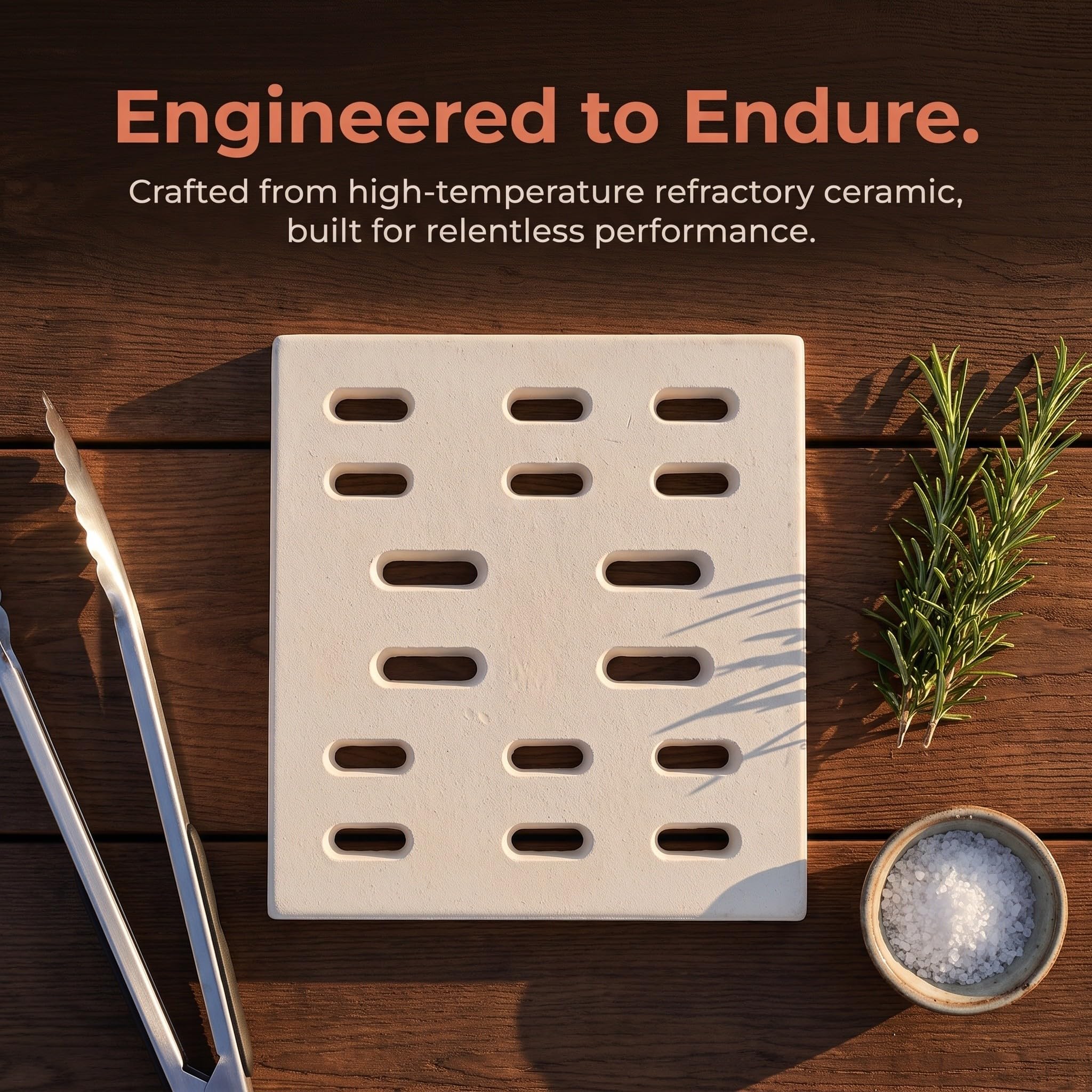 ibasenice Diffusore di Fiamma in Mattoni ceramici - Piastra radiante per Barbecue a Gas da 8x7,2 Pollici - Bricchetti in Ceramica Resistenti, Ideali per grigliate estive.