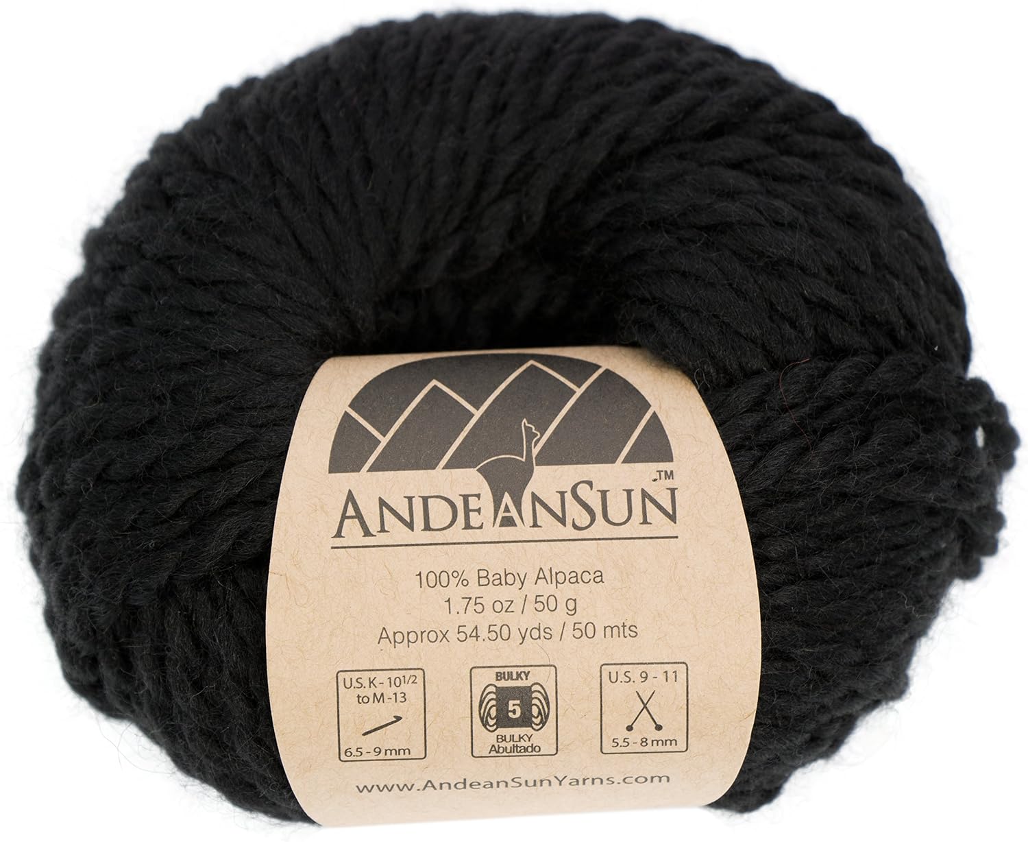 (Set of 3) 100% Baby Alpaca Yarn Not Wool [163.5 Yards Total] (Black, #5 Bulky)