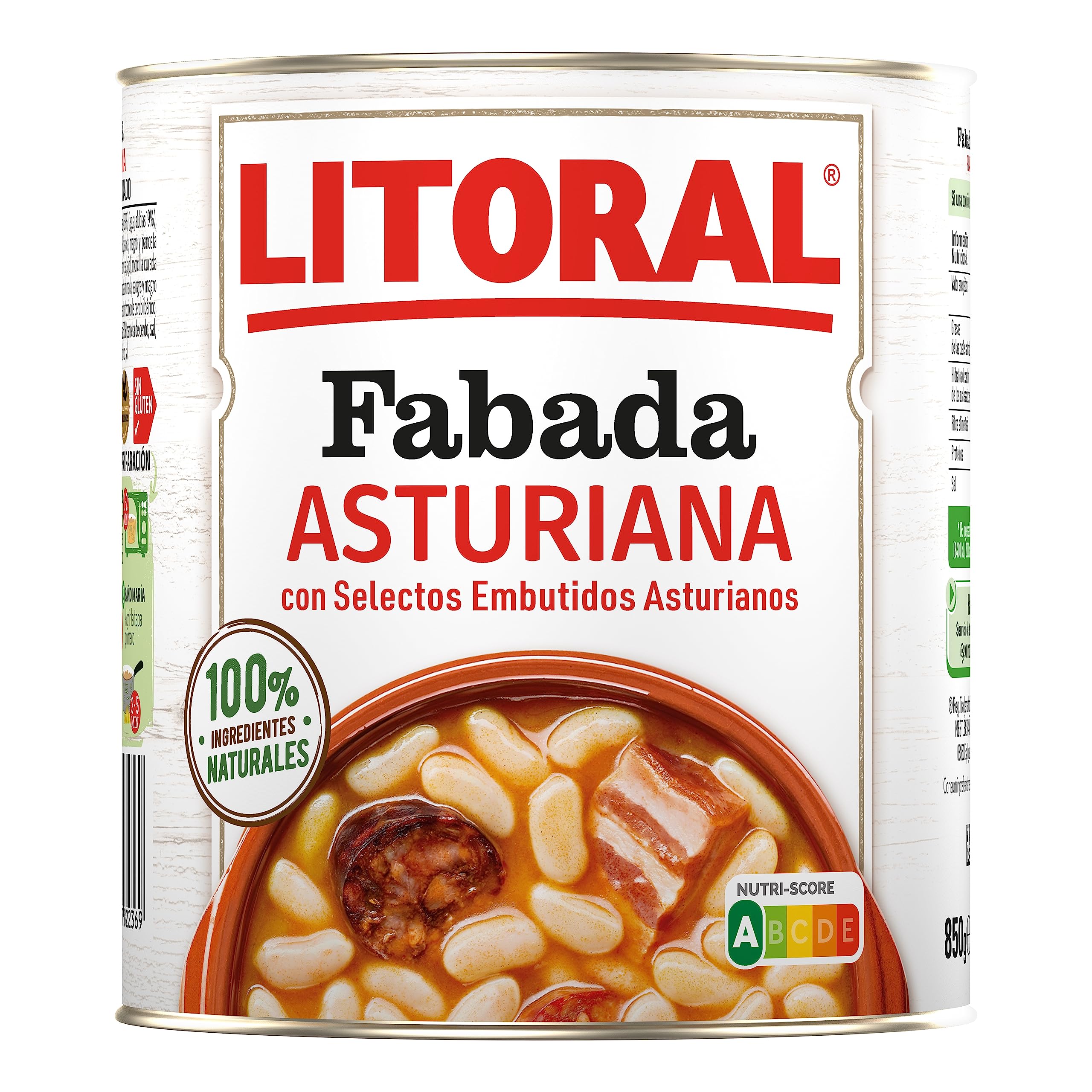 LITORAL Fabada Asturiana Plato Preparado Sin Gluten 6x850g