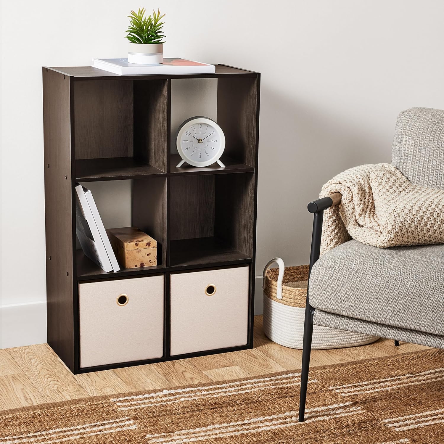 6-Cube Black Storage Rack, Equipped with Hardware Accessories and Installation Instructions. Suitable for Home and Office Can be Placed Horizontally or Vertically. (Espresso)