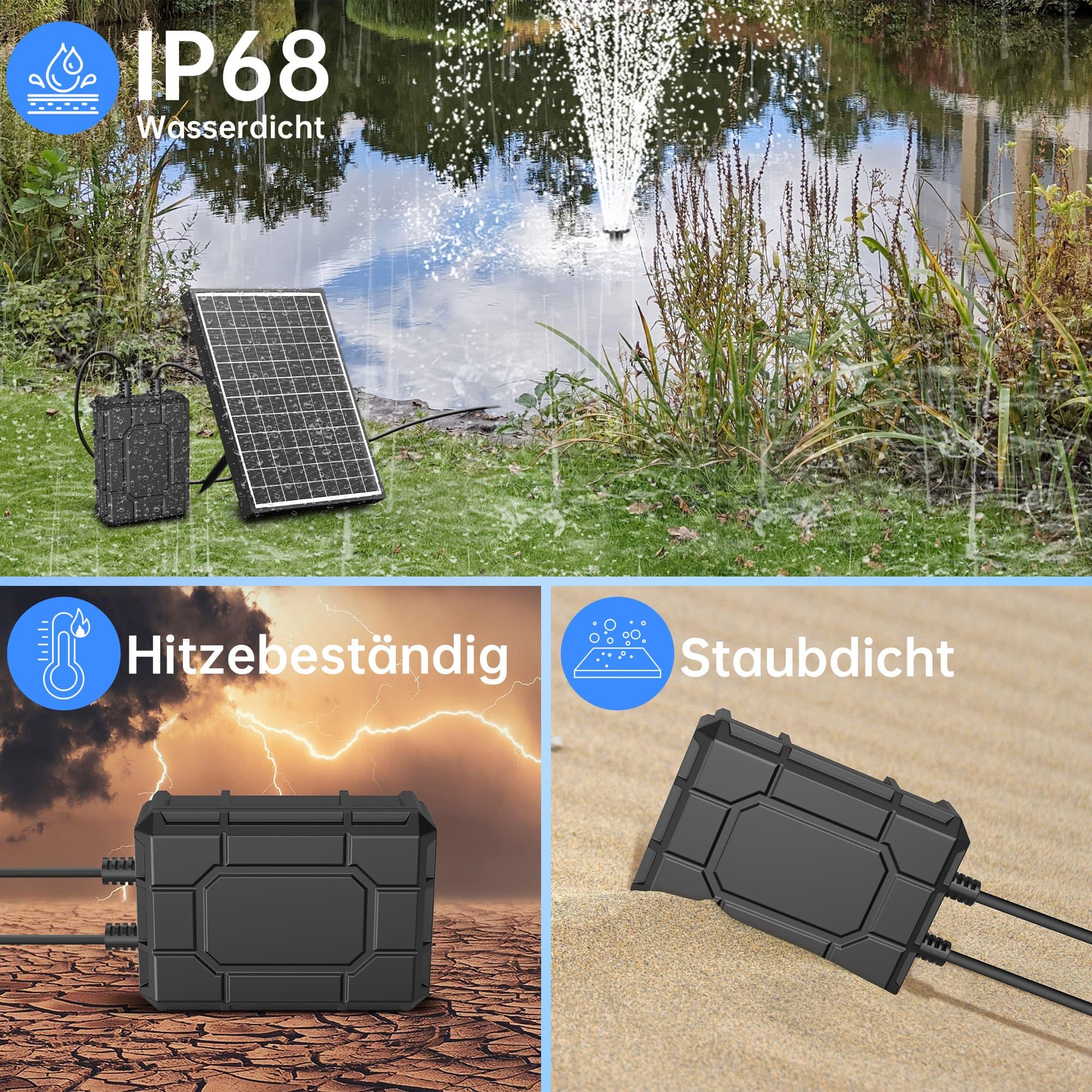 Biling Backup batteria da 2200 mAh per pompa solare per laghetto da 12 W a 20 W, filtro solare per esterni, rendendo la pompa del filtro più stabile nei giorni nuvolosi