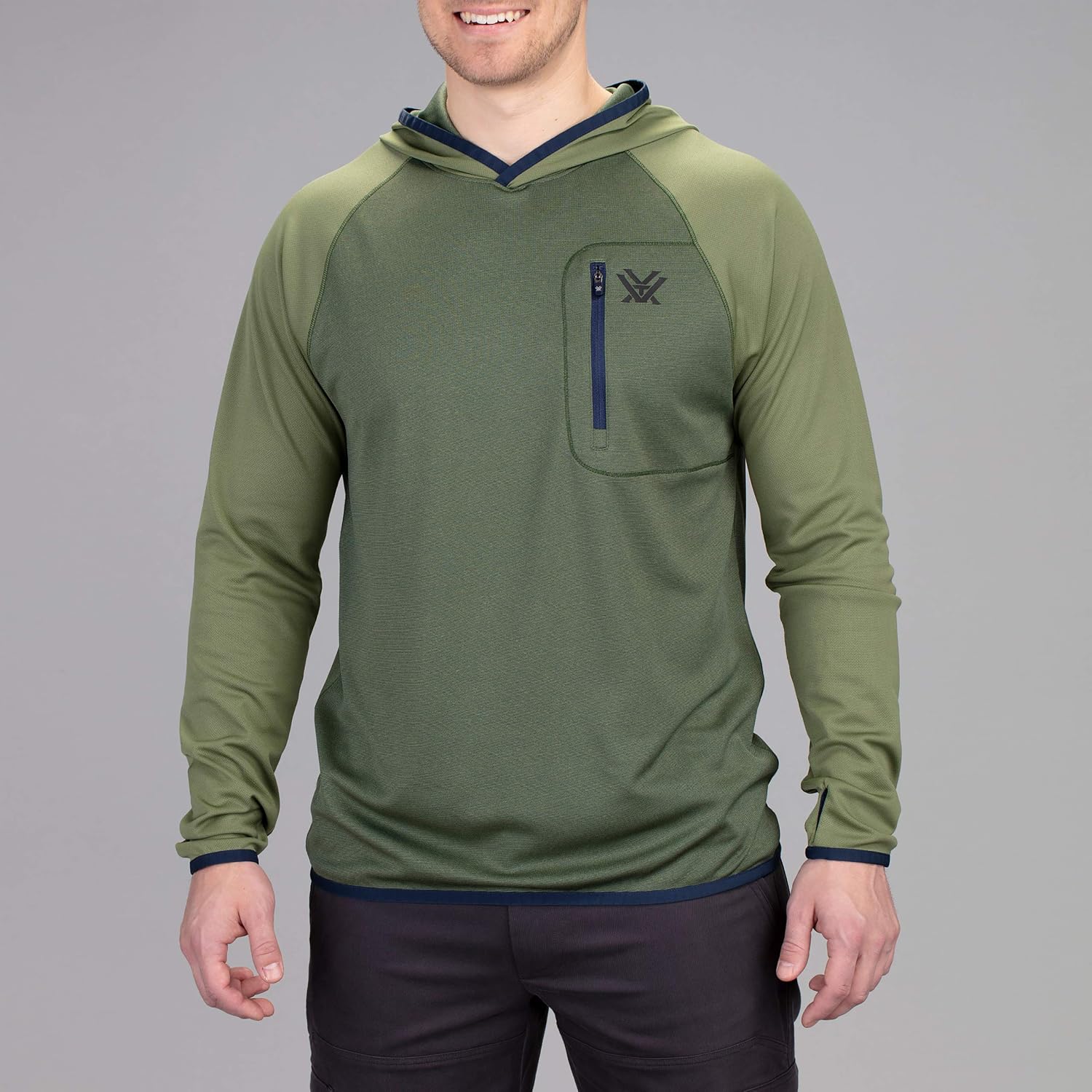 Vortex Men's Weekend Rucker Hooded Long Sleeve Shirts - Moisture Wicking, UPF Sun Protection, Stain Release Technology
