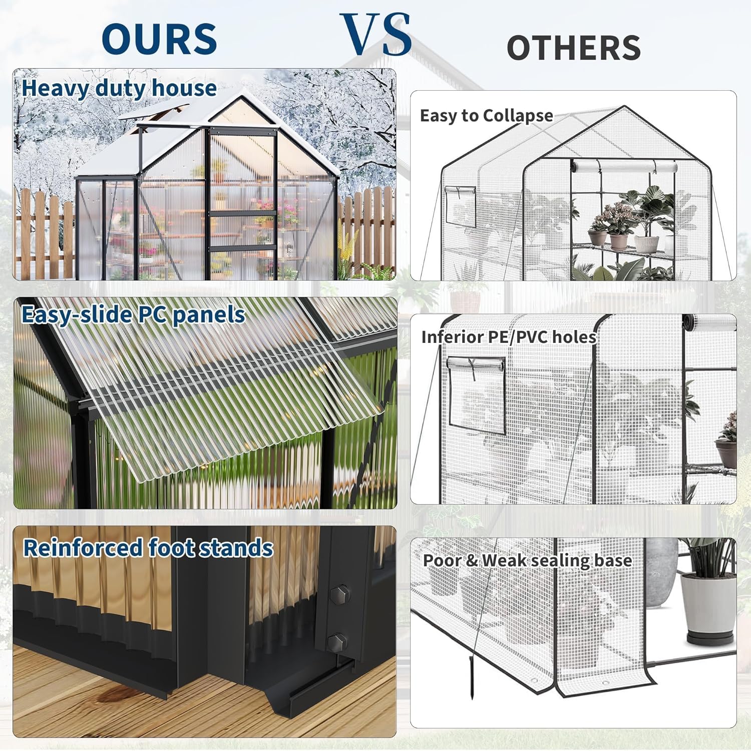 6x4 FT Polycarbonate Walk-in Greenhouse, Outdoor Garden Green House with Reinforced Aluminum Frame, Lockable Door & Adjustable Roof Vent, Easy Assembly Planting Shelter for Backyard Patio