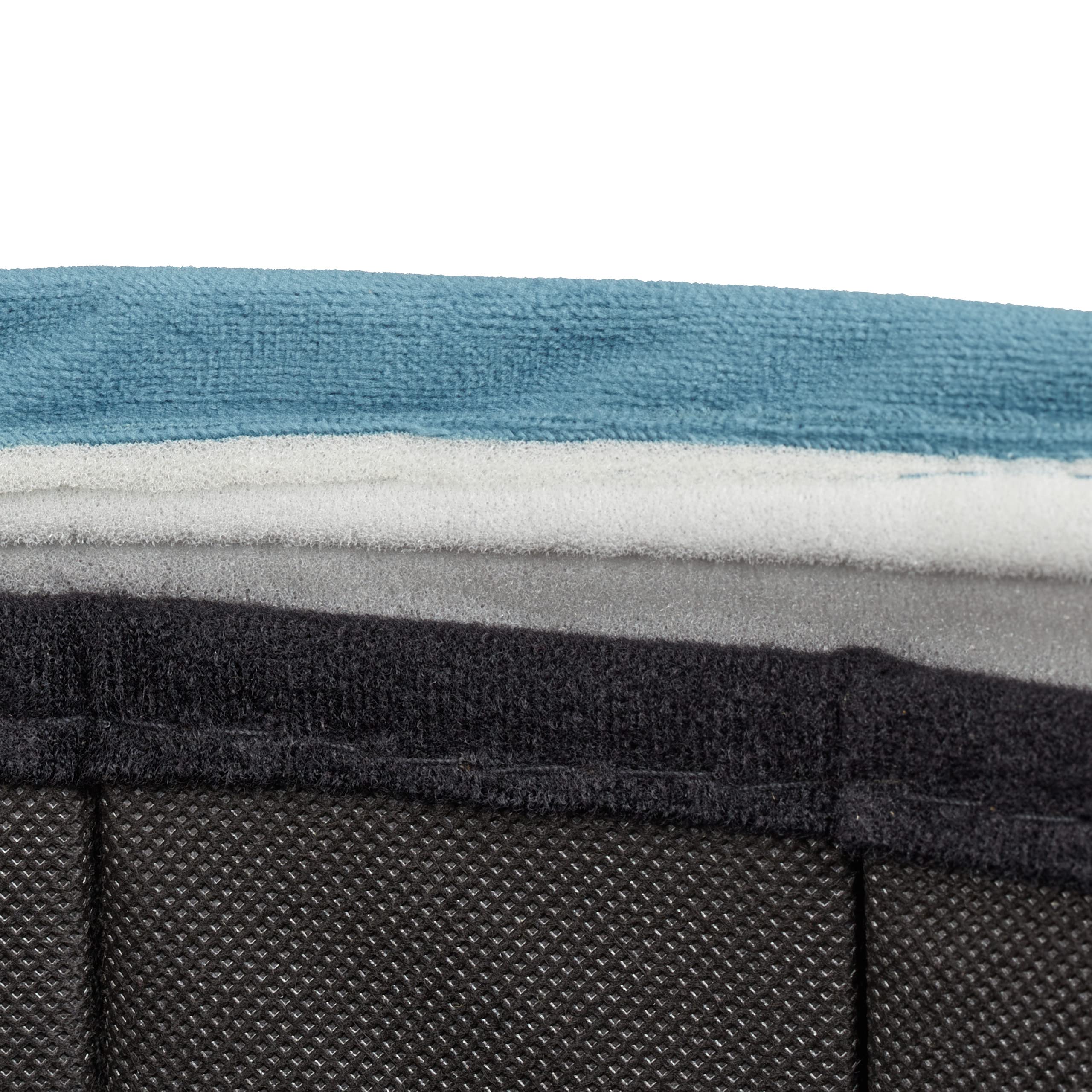 Relaxdays Taburete Plegable de Terciopelo, Banqueta Tapizada, Puff con Almacenaje, Reposapiés, 31 x 57 cm, Azul Petróleo
