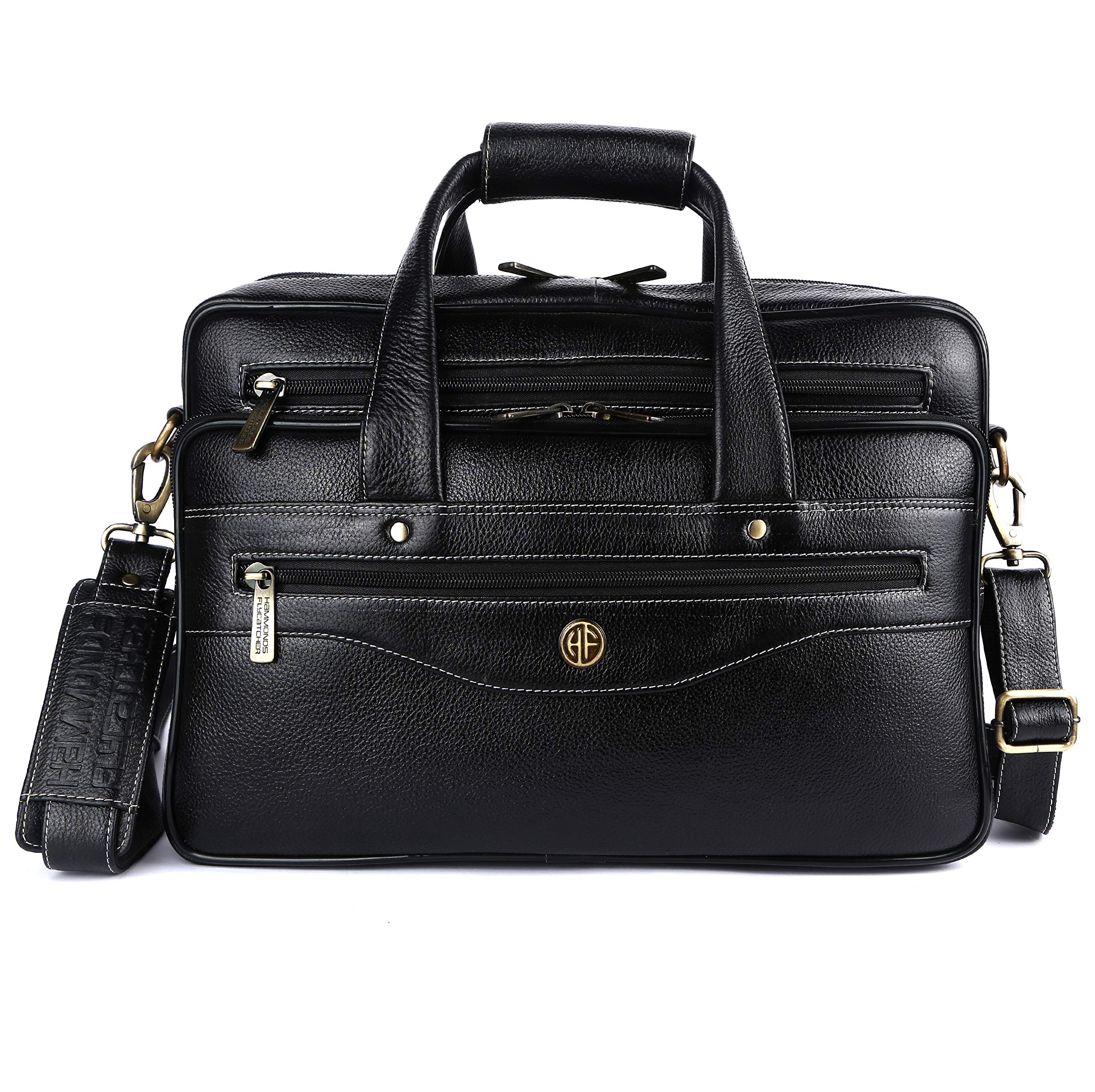 HAMMONDS FLYCATCHER Genuine Leather Office Bag for Men, Leather Messenger Bag for Men, 15.6 Inch Laptop Bag for Men with Adjustable Strap and Multiple Compartments, 1 Year Warranty - Black (B083M1B3WF) Amazon Price History, Amazon Price Tracker