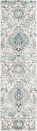 Miniatura 2 de Safavieh - Alfombra con diseño de estampado de cachemira, no desprende pelo, 2 pies 3 pulgadas x 14 pies, color crema y gris claro, colección