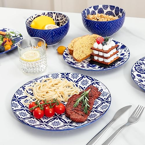 Miniatura 4 de LEHAHA Juego de vajilla de porcelana moderna de 12 piezas, servicio para 4, juegos de platos y cuencos de cerámica, cena de cocina, ensalada, plato