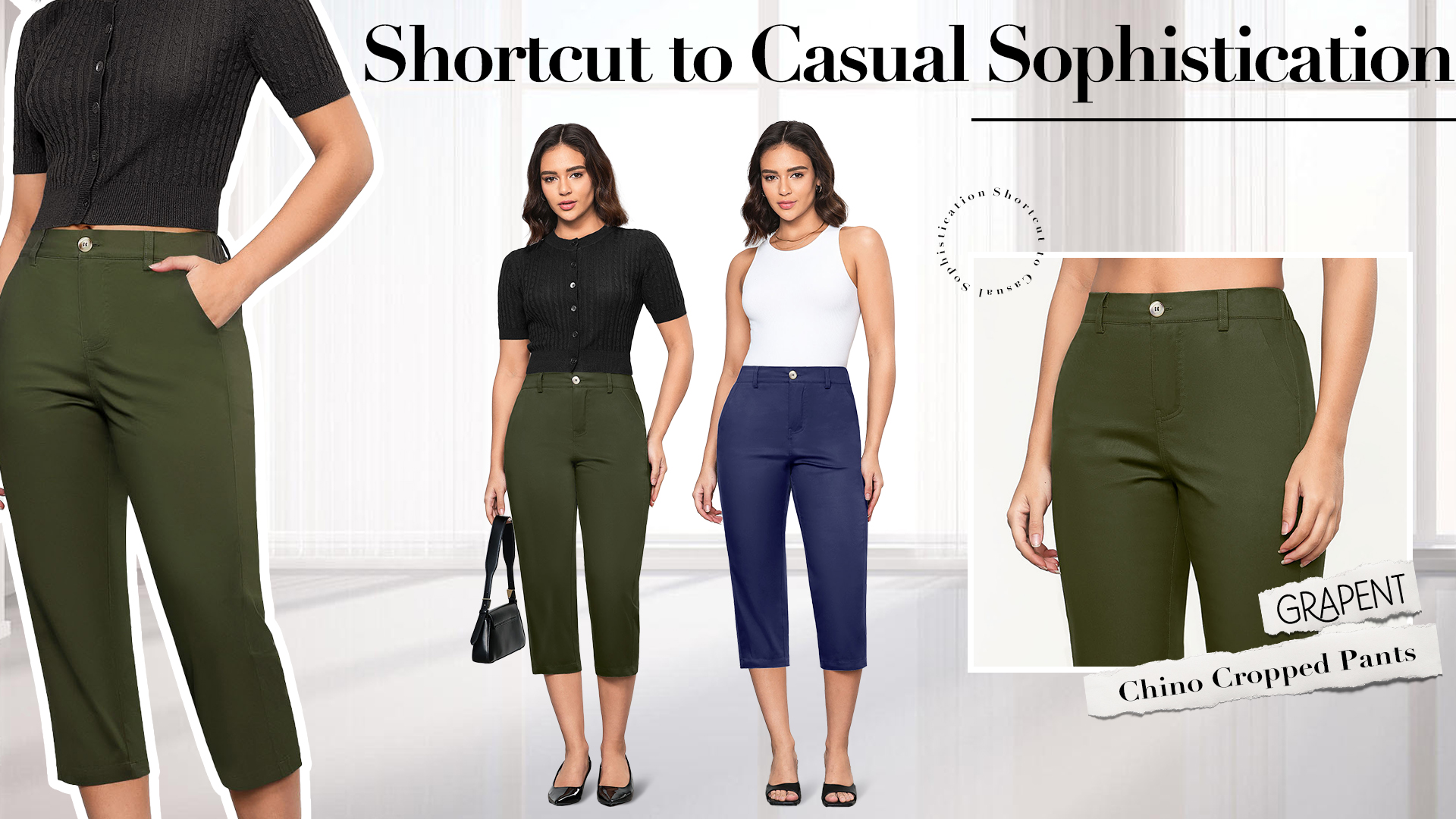 GRAPENT Women Capri Pants for Summer Dress Pants Women Tummy