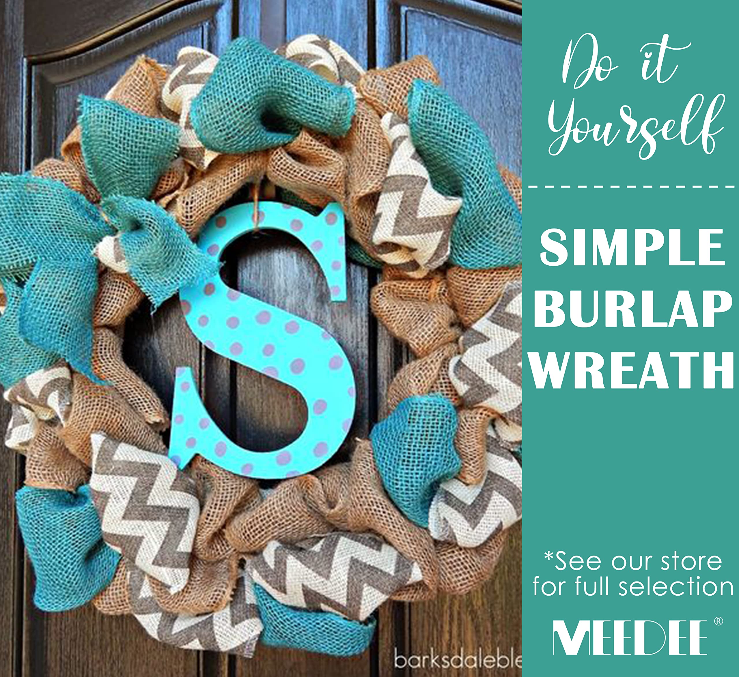 Teal Burlap Ribbon - 1.5 Inch X 10 Yards Wired Jute Style For Wreaths & Rustic Decor