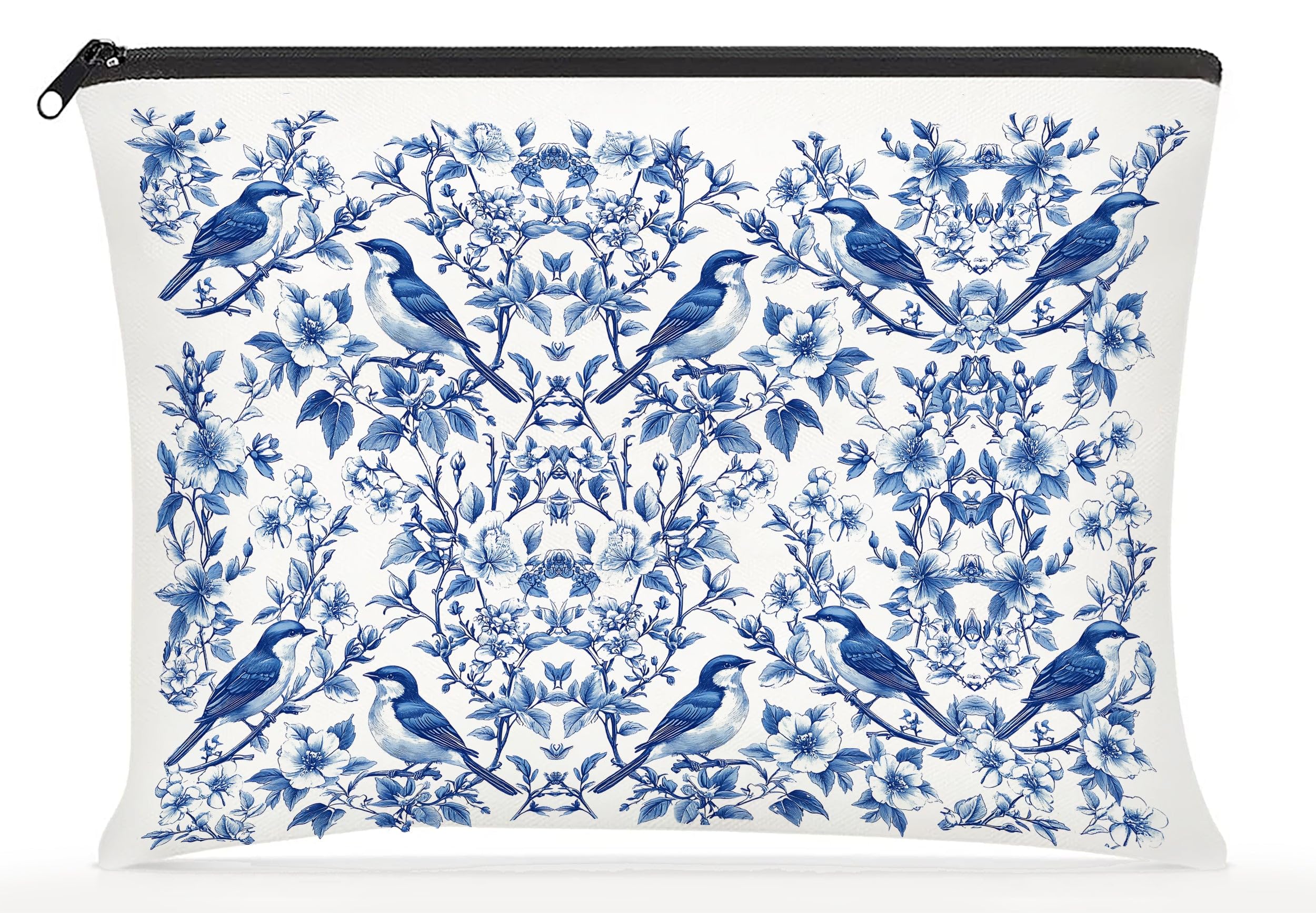 Bird French Toile De Jouy Makeup Bag - Inspired By Toile De Jouy Makeup Bag - Bird Lover Gifts - Gifts For Women- Pet Lovers On Mothers Day- Birthday-