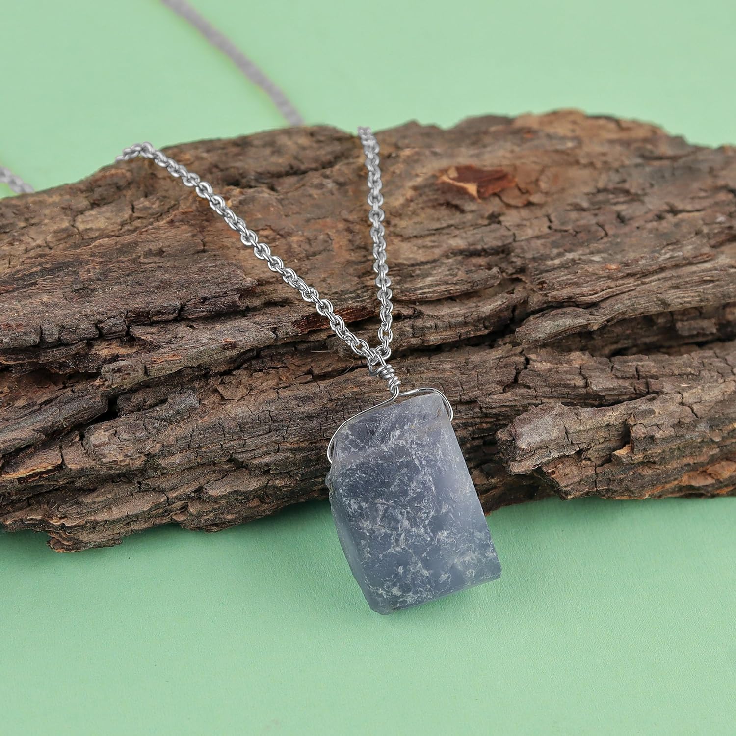 Raw Gemstone Necklace Silver - Image 3