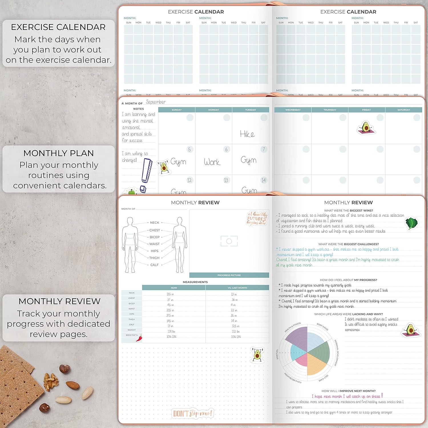 Clever Fox Meal Planner PRO – Weekly Meal Prep Journal with Grocery List & Weigh Loss Tracker – Diet, Fitness & Welness Log Book – Nutrition Diary Notebook – Lasts 12 Months, 7x10” (Light Pink)