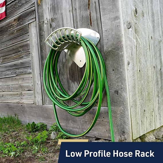 Hose Reel - Heavy Duty Aluminum Water Hose Hanger Wall Mount - Water Hose Holder for 100ft 1/2 Hoses - Hose Rack for Outside - Water Hose Holders for Outside by Kings County Tools