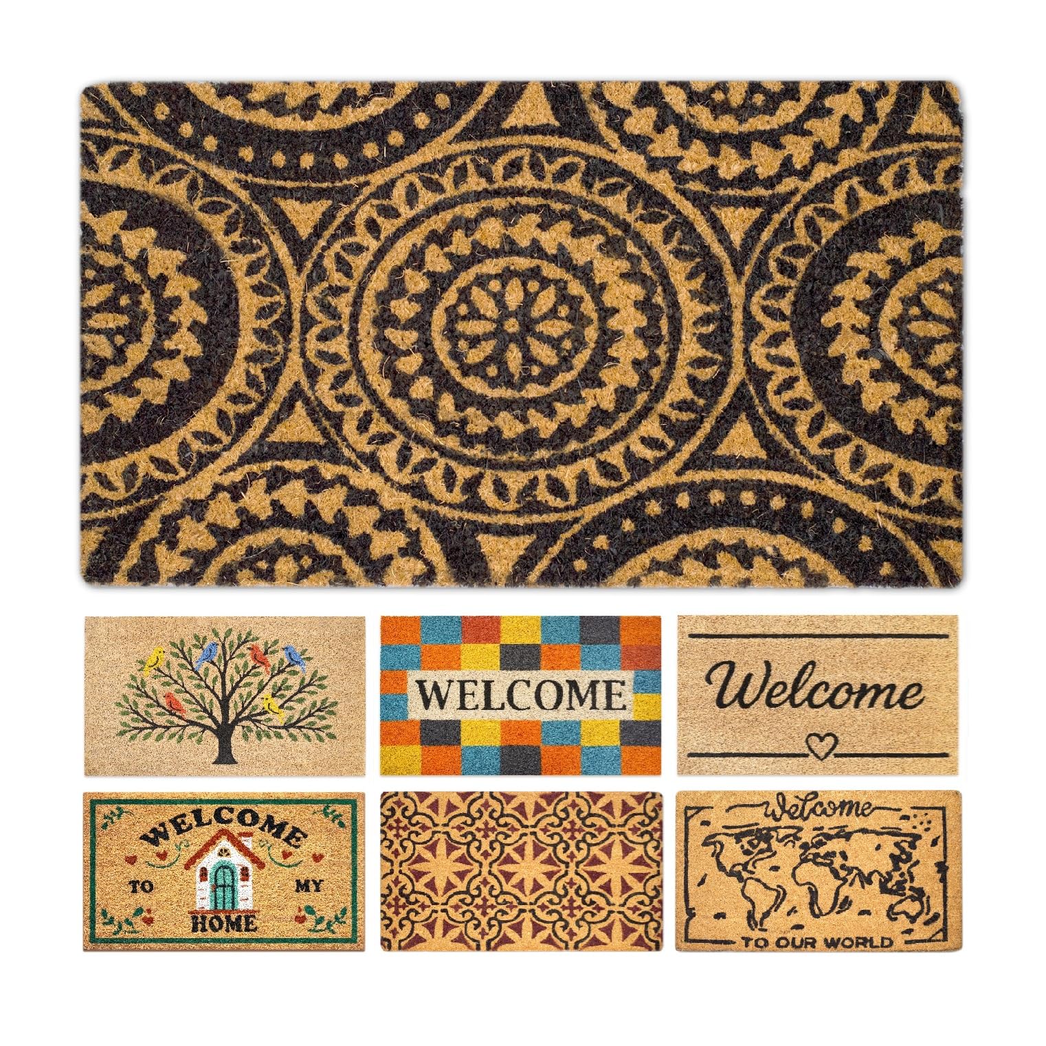 Coir Doormat - Mandala - 40x70 cm - Outdoor Door mat - Front Door mat outside - Doormats outside