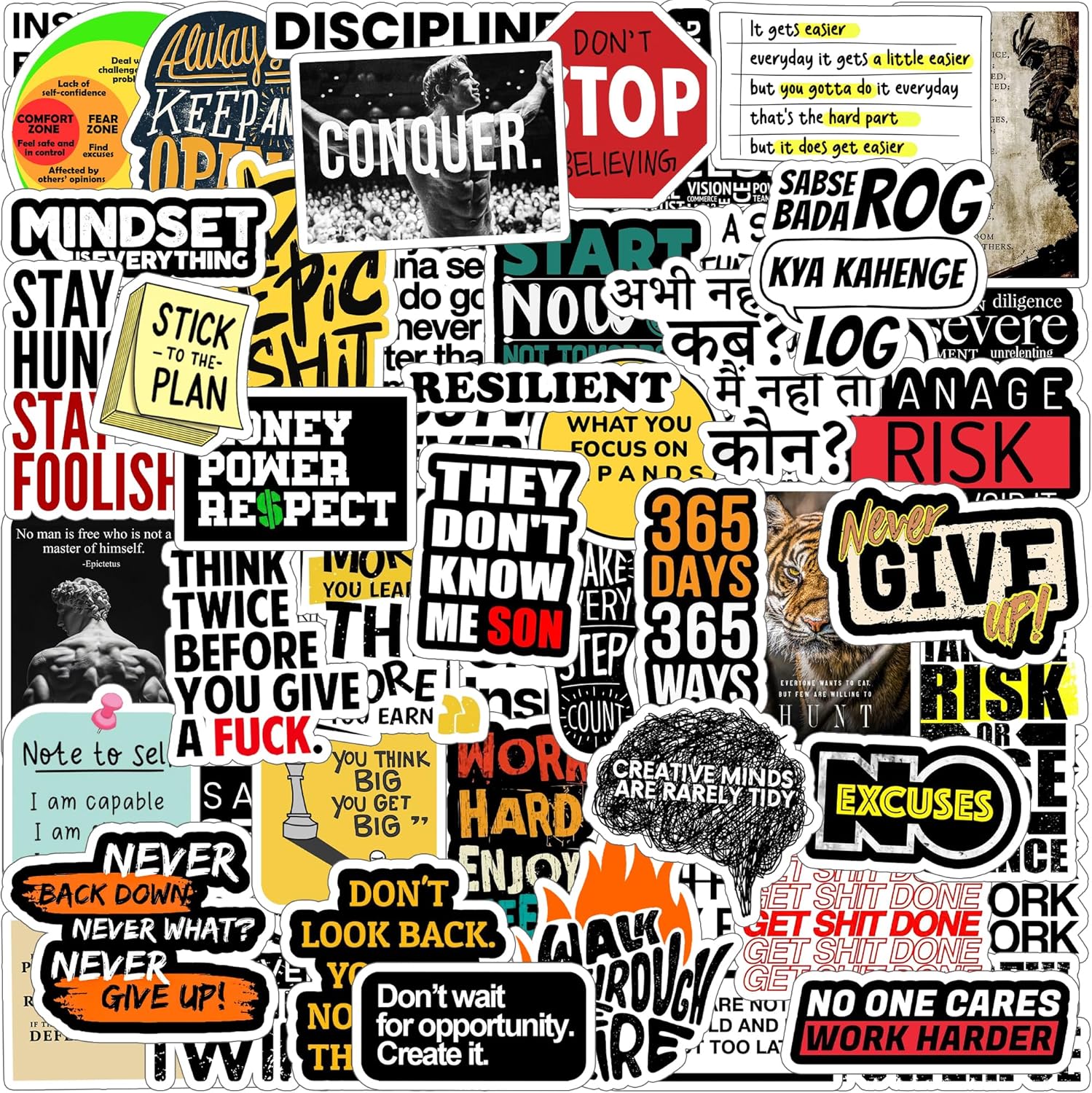 Paper9Store Pack of 75+ Motivational Stickers for Laptop, Gamer Stickers for Bike Helmet, Gaming Console, Guitar, Mobile Case etc | Includes Iconic Dragon Ball Characters