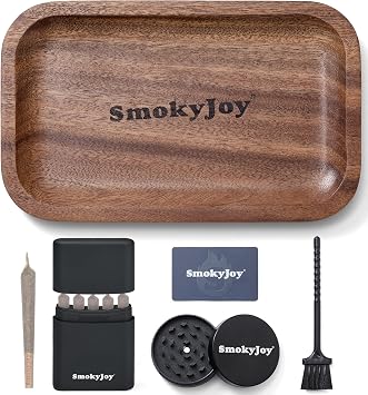 Wooden Rolling Tray Set, 10.8 Inch Walnut Wood Trays Bundle