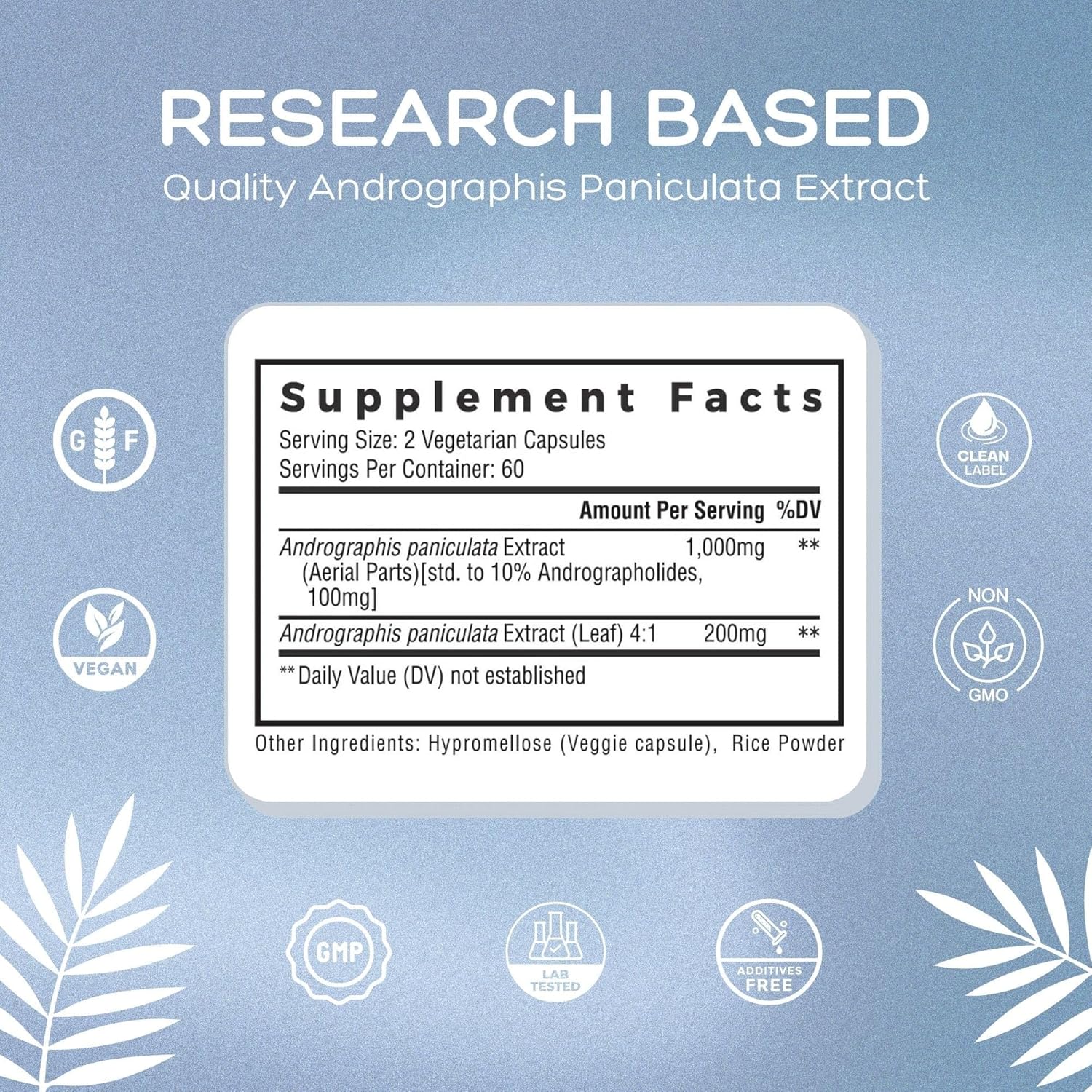 Palmara Health Premium Andrographis Paniculata Extract 1,200mg with 100mg Andrographolides Vegan Capsules for Immune & Digestive Support, Non-GMO, Gluten Free, Herbal Dietary Supplement - Image 6