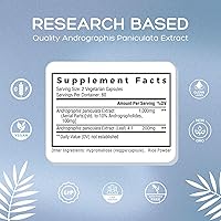 Vista 6 de Natural Cure Labs Extracto premium de Andrographis Paniculata de 1,200 mg con 100 mg de andrografólidos Cápsulas veganas para apoyo inmunológico
