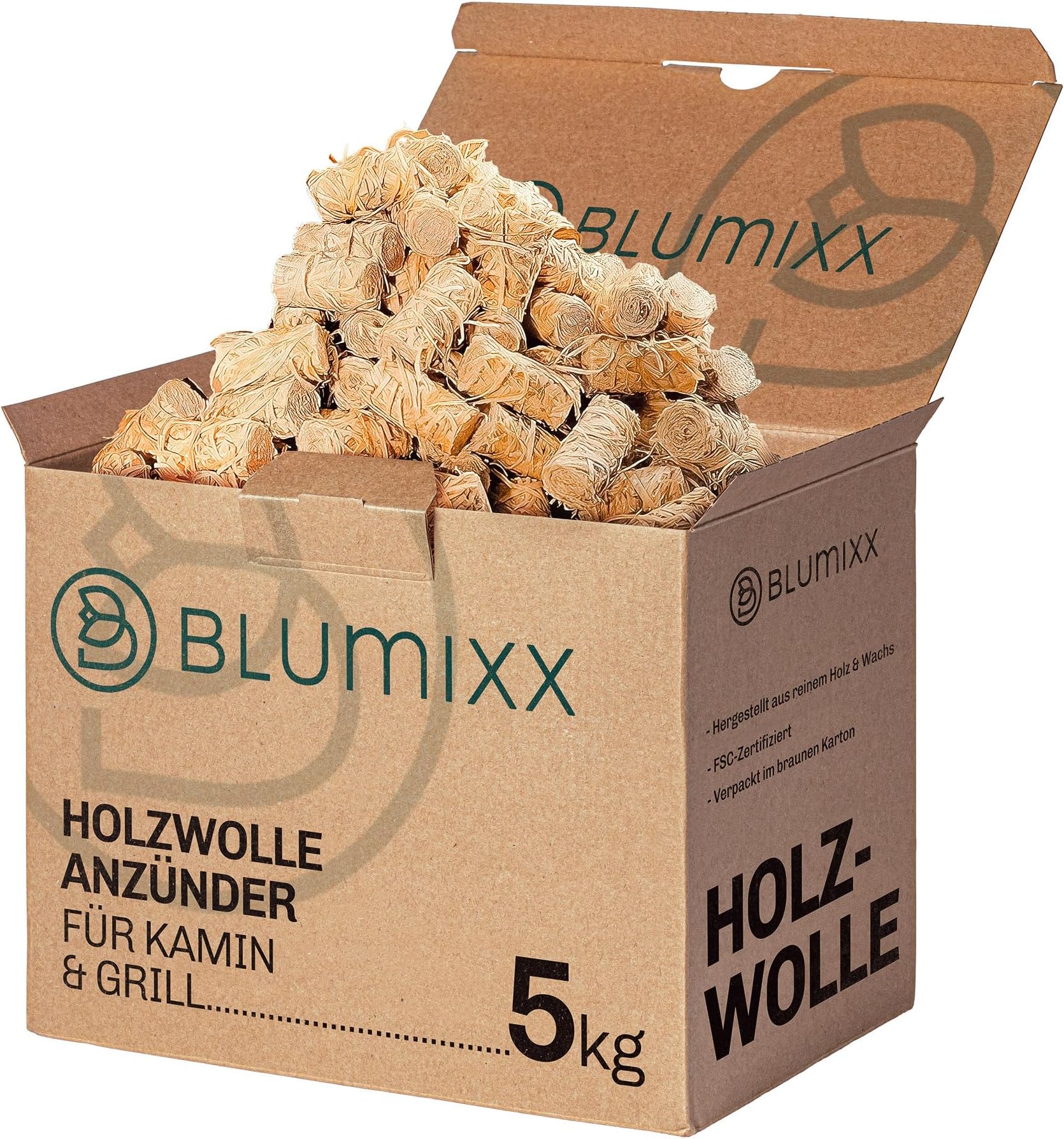 Blumixx Kaminanzünder Holzwolle Anzünder 5 kg - Ökologische Kamin- und ...