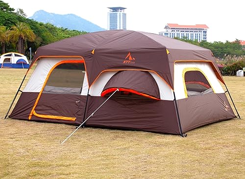 Miniatura 6 de Tienda KTT extra grande para 12 personas (estilo B), tiendas de campaña familiares, 2 habitaciones, pared recta, 3 puertas y 3 ventanas con malla,