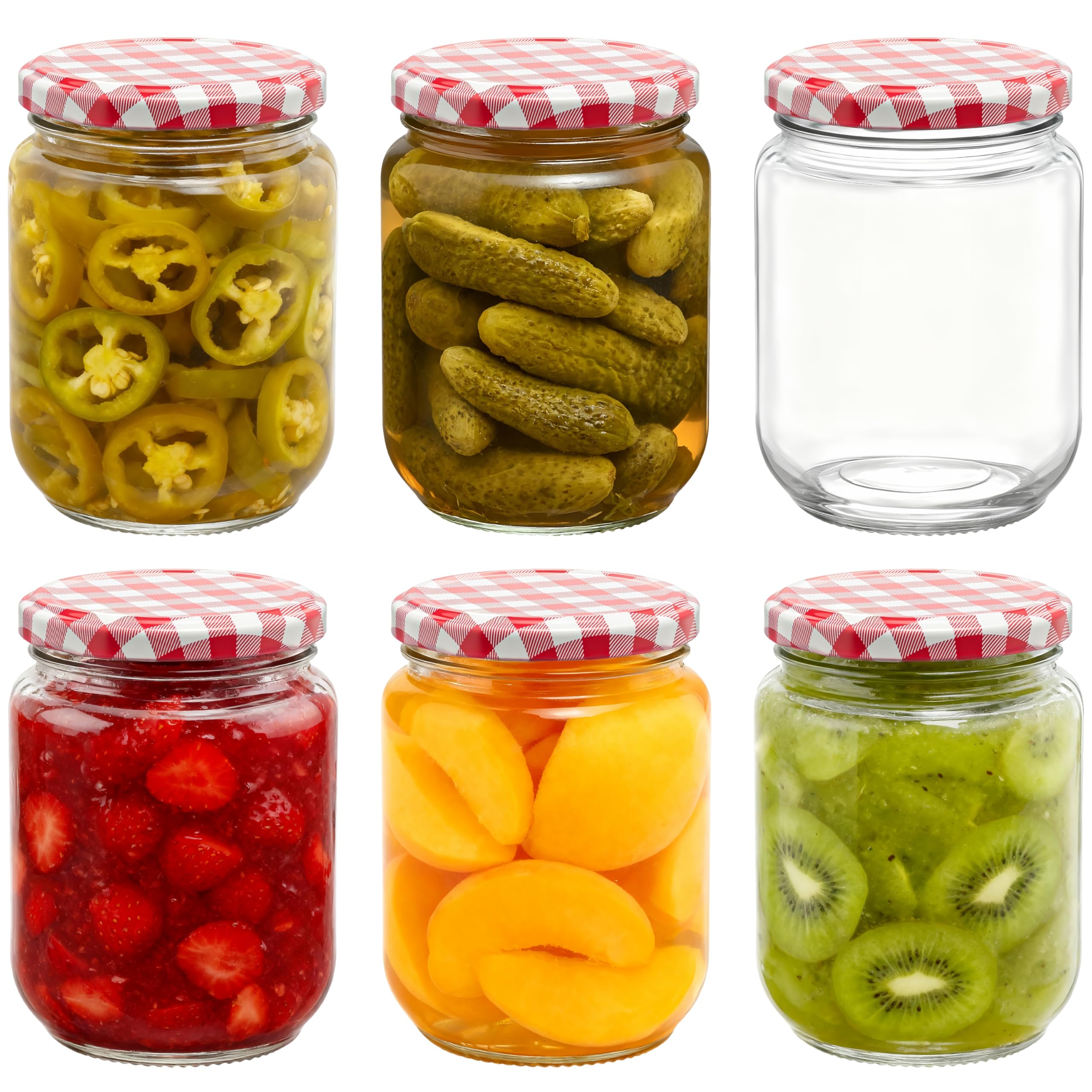 LIMILI 380ml Glass Jam Jars with Lids โ Pack of 6 Classic Cylinder Empty Preserve Jars, Reusable & Recyclable Bottles for Homemade Jam, Chutney, Candles, DIY Crafts